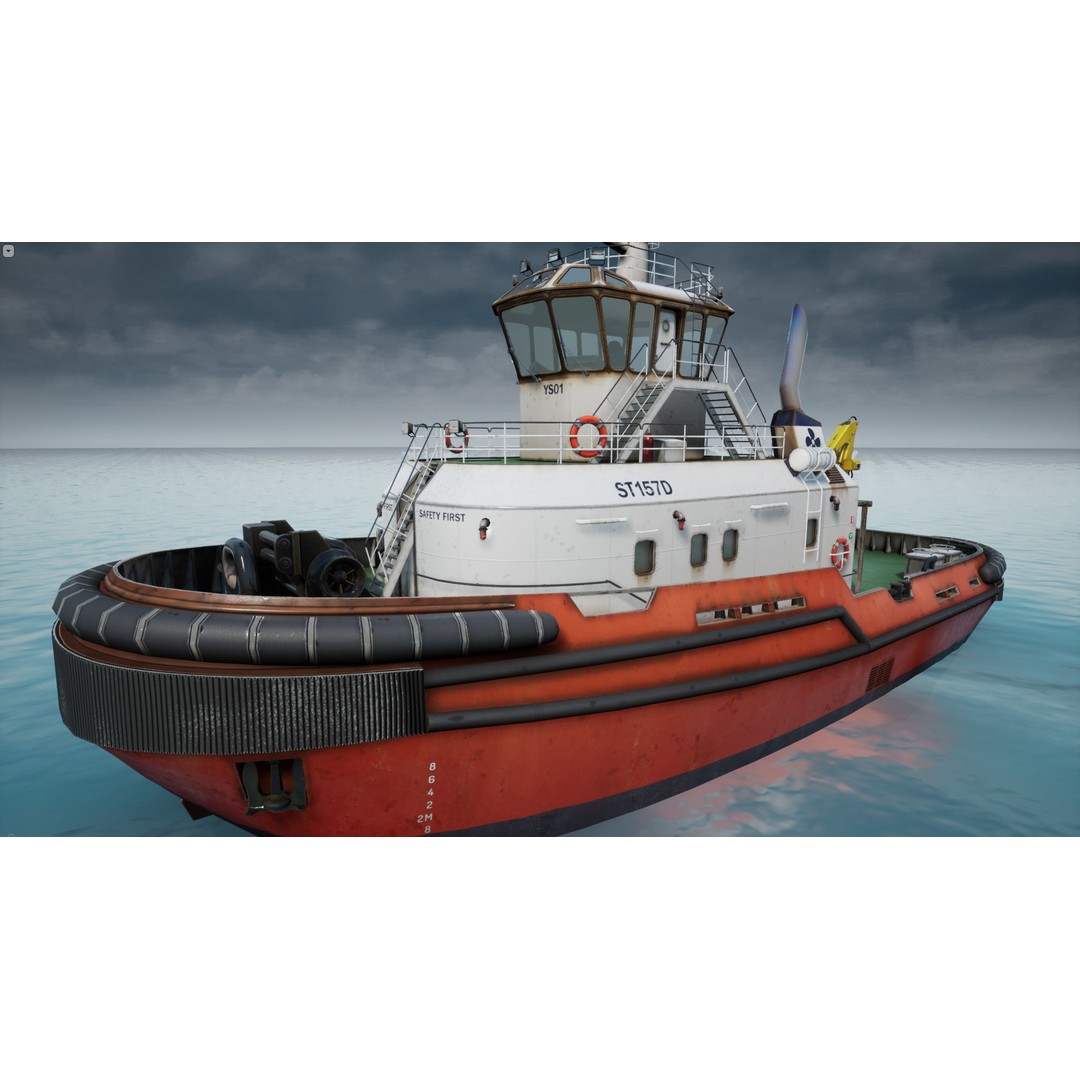 Tug Ship 3D Model – Low Poly Nautical Asset for Games, FBX - View 4