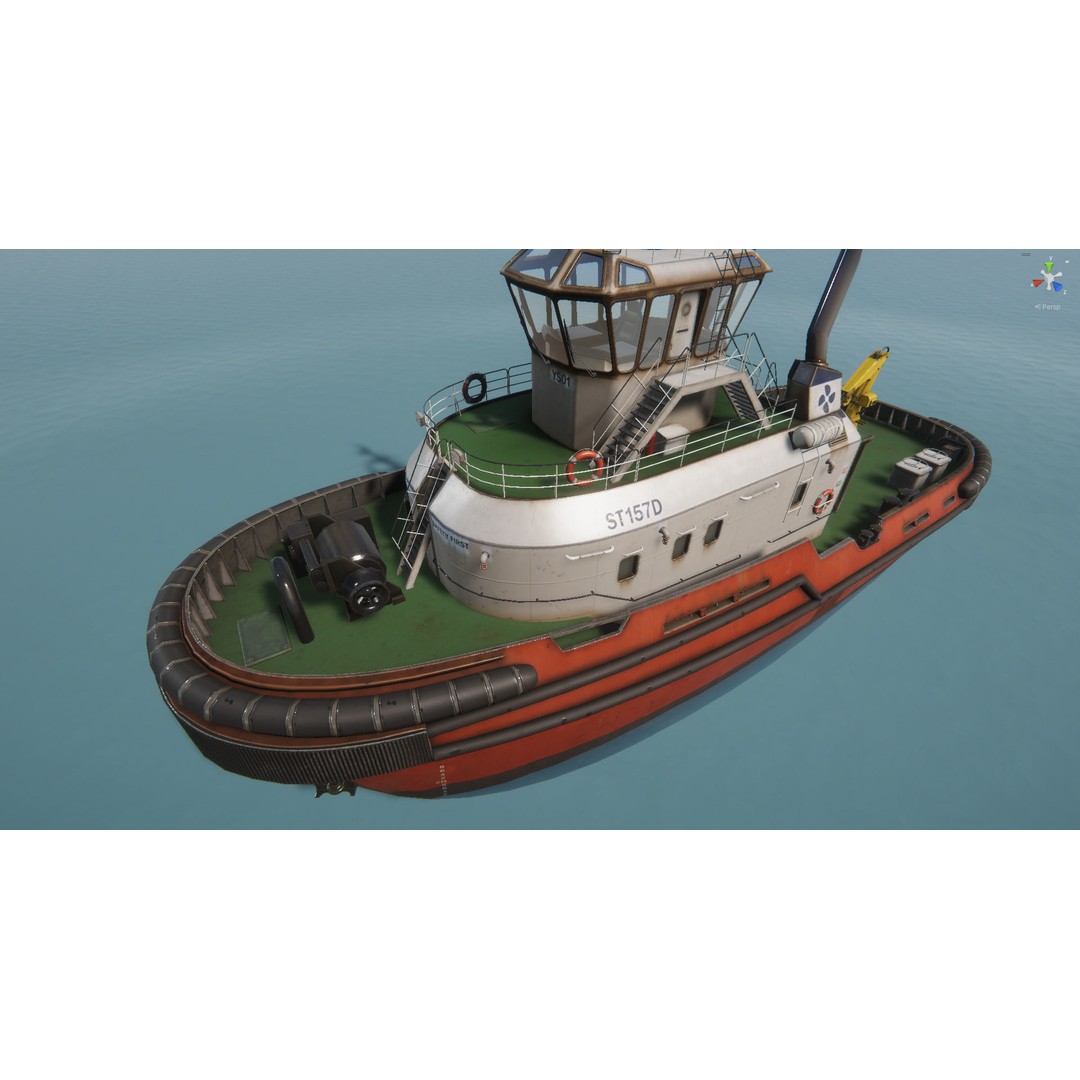 Tug Ship 3D Model – Low Poly Nautical Asset for Games, FBX - View 45
