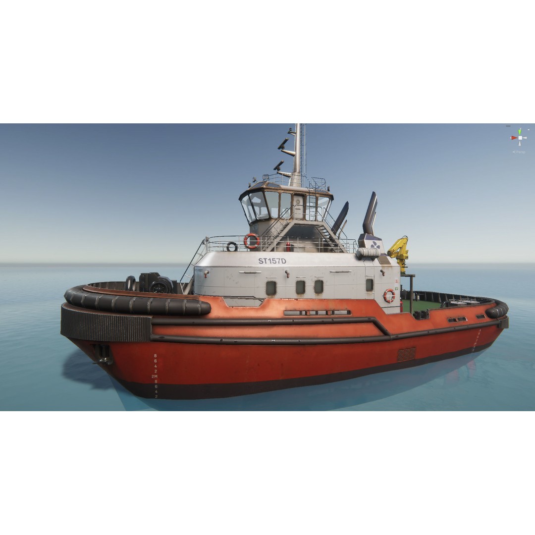 Tug Ship 3D Model – Low Poly Nautical Asset for Games, FBX - View 48