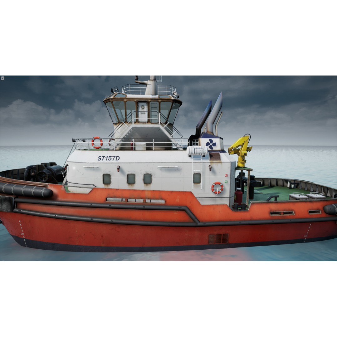 Tug Ship 3D Model – Low Poly Nautical Asset for Games, FBX - View 5