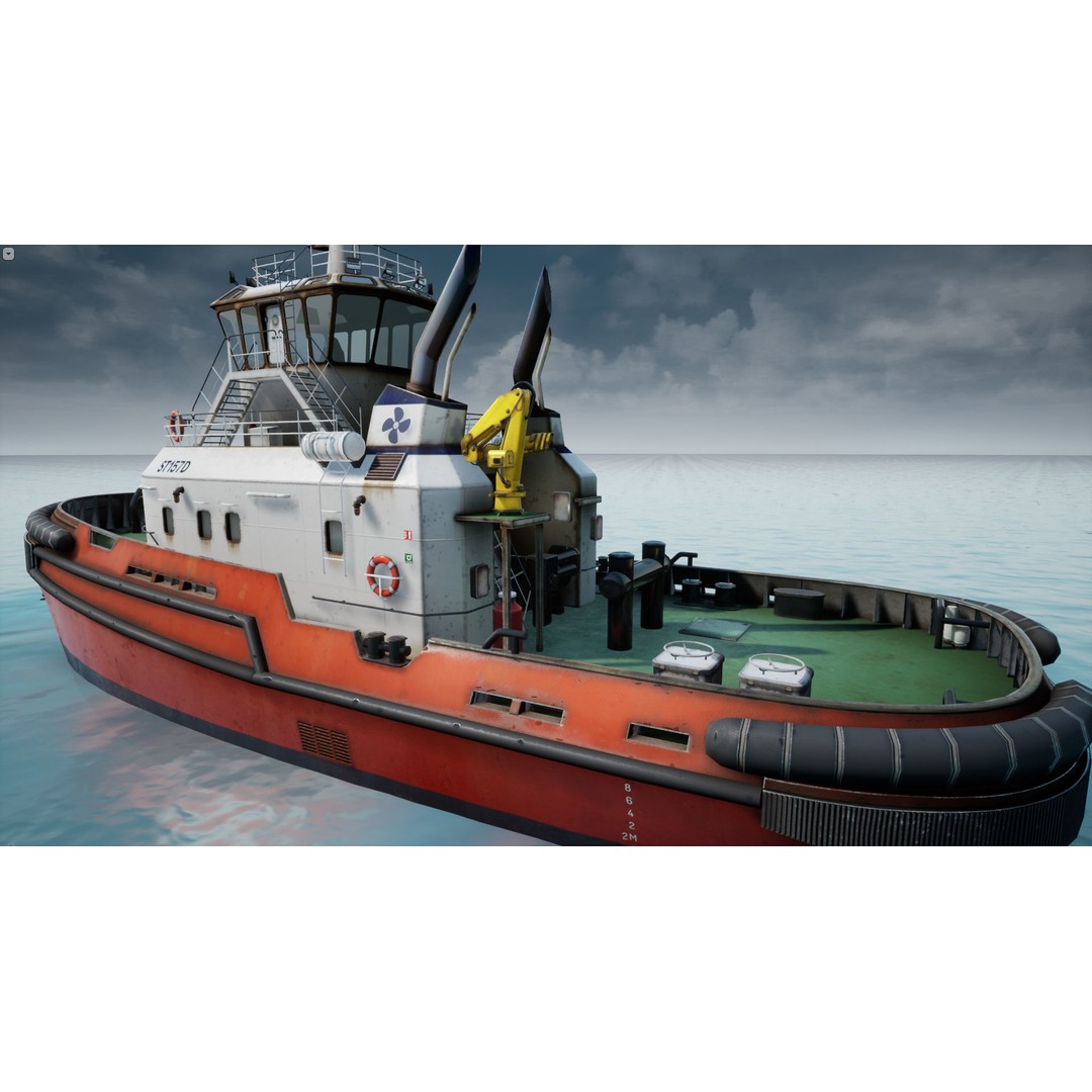 Tug Ship 3D Model – Low Poly Nautical Asset for Games, FBX - View 6