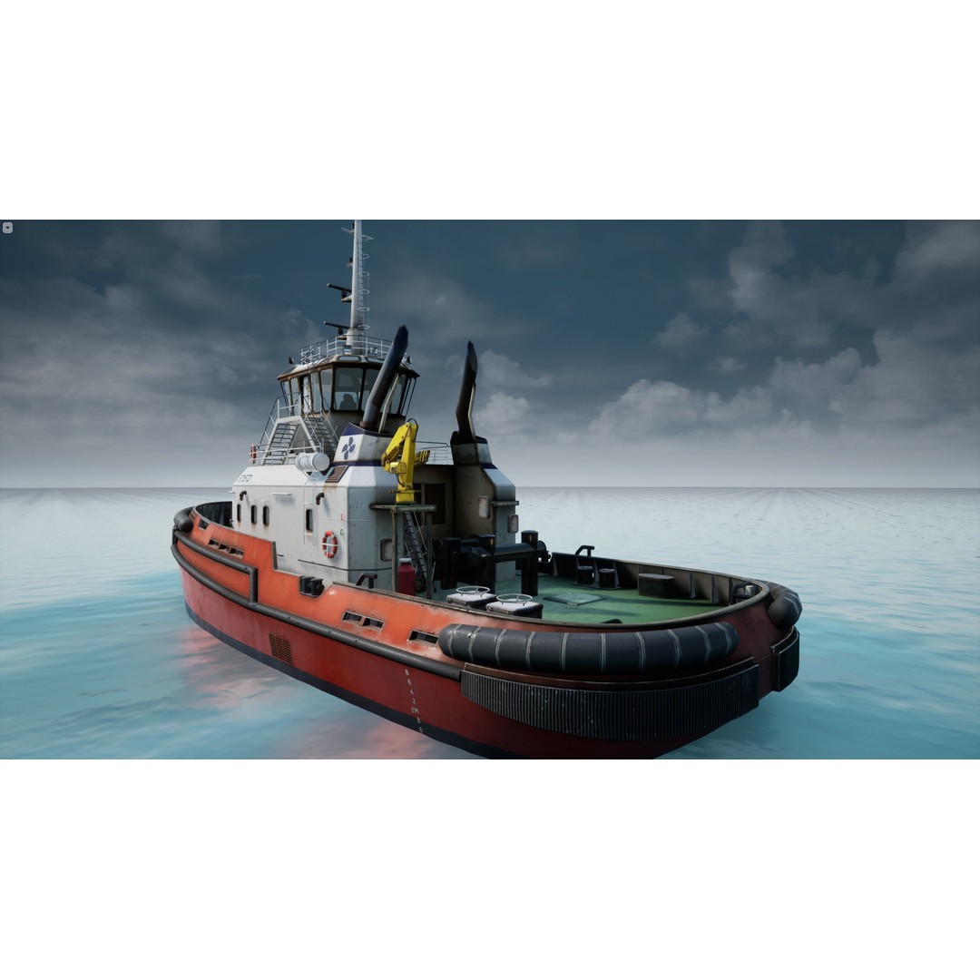 Tug Ship 3D Model – Low Poly Nautical Asset for Games, FBX - View 7