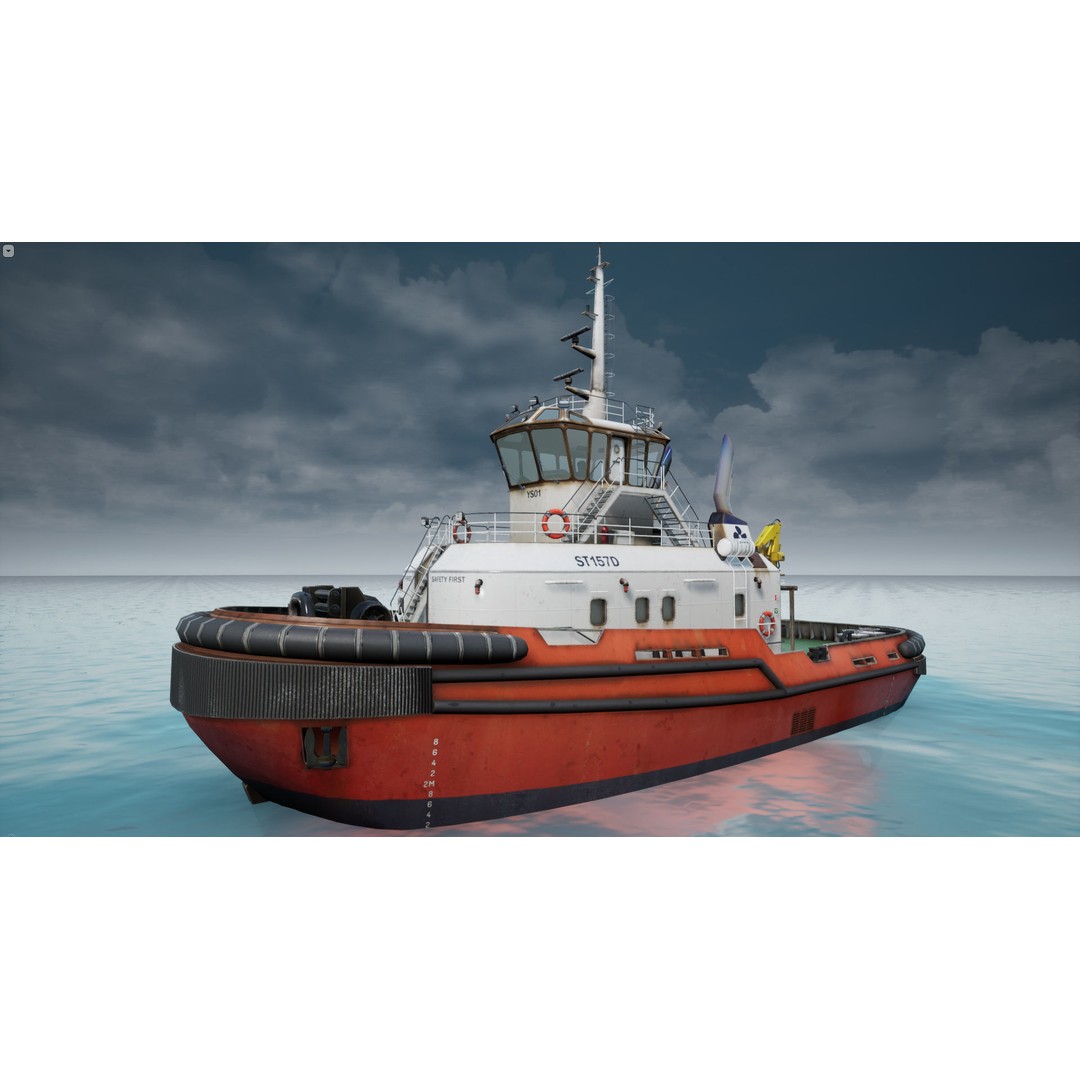 Tug Ship 3D Model – Low Poly Nautical Asset for Games, FBX - View 8