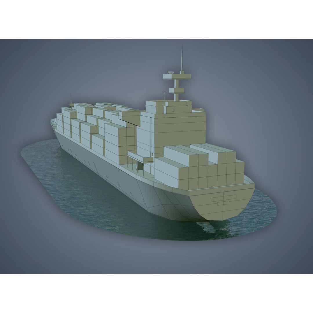 Cargo Ship 3D Model – Low Poly Industrial Vessel, Game Ready FBX