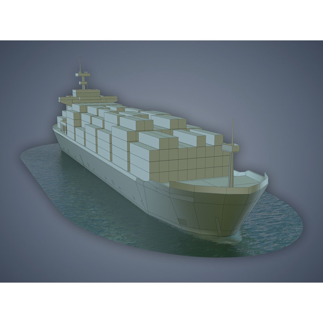 Cargo Ship 3D Model – Low Poly Industrial Vessel, Game Ready FBX - View 16
