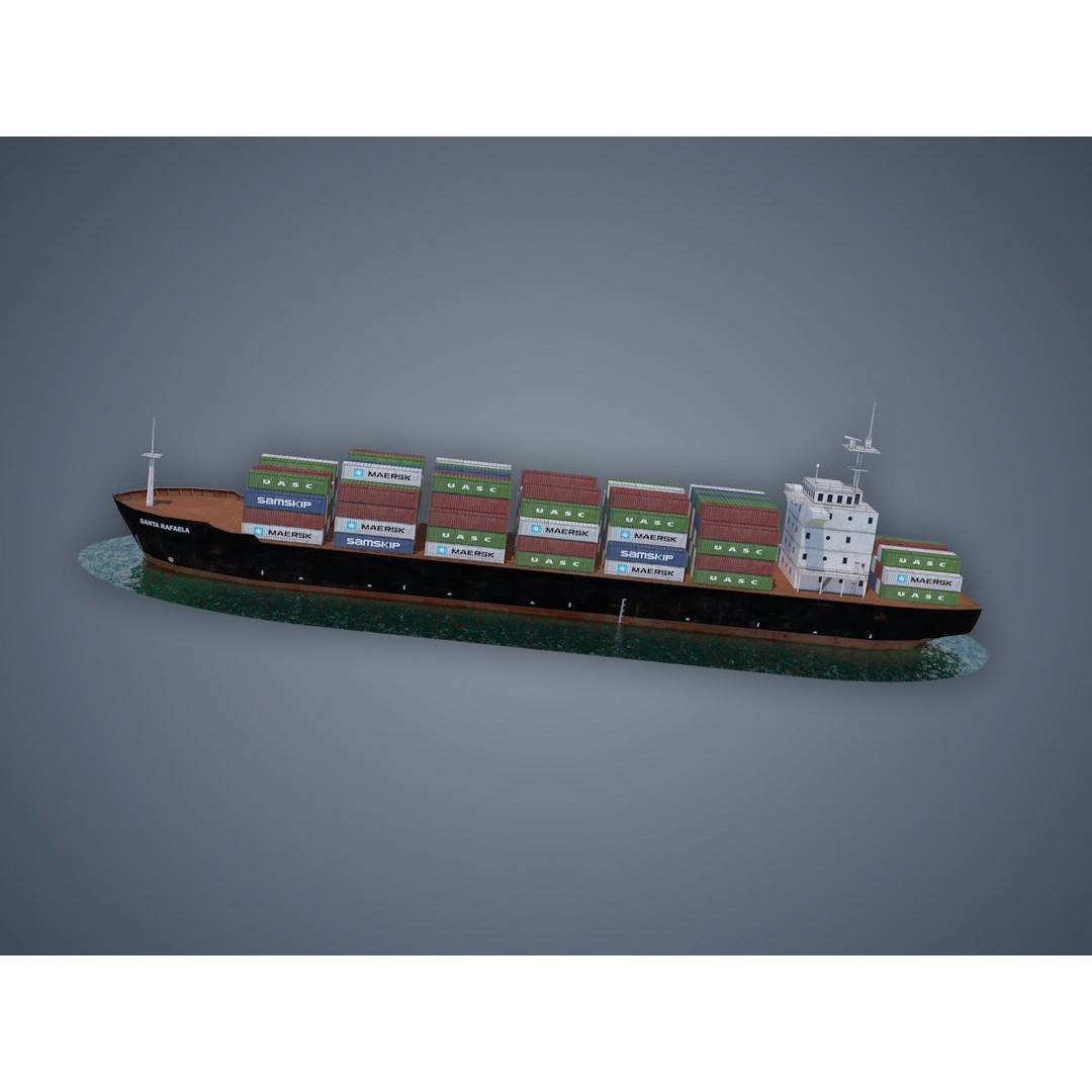Cargo Ship 3D Model – Low Poly Industrial Vessel, Game Ready FBX - View 4
