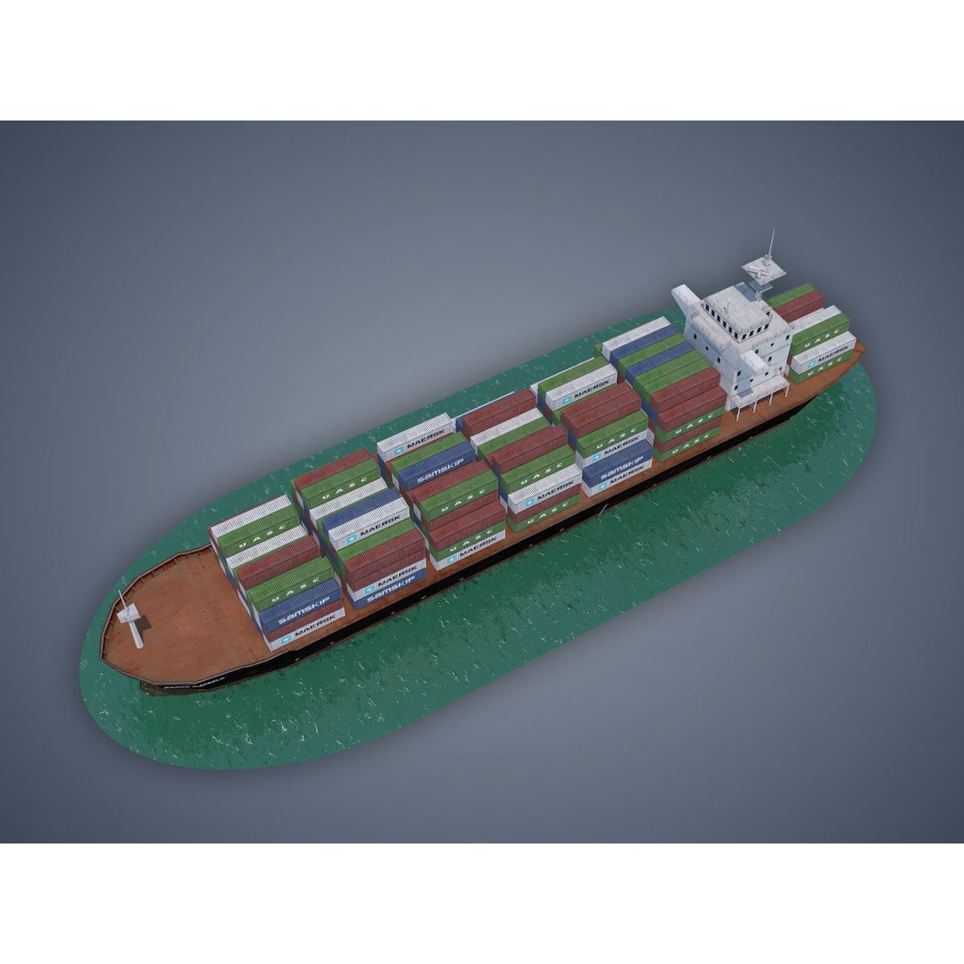 Cargo Ship 3D Model – Low Poly Industrial Vessel, Game Ready FBX - View 6