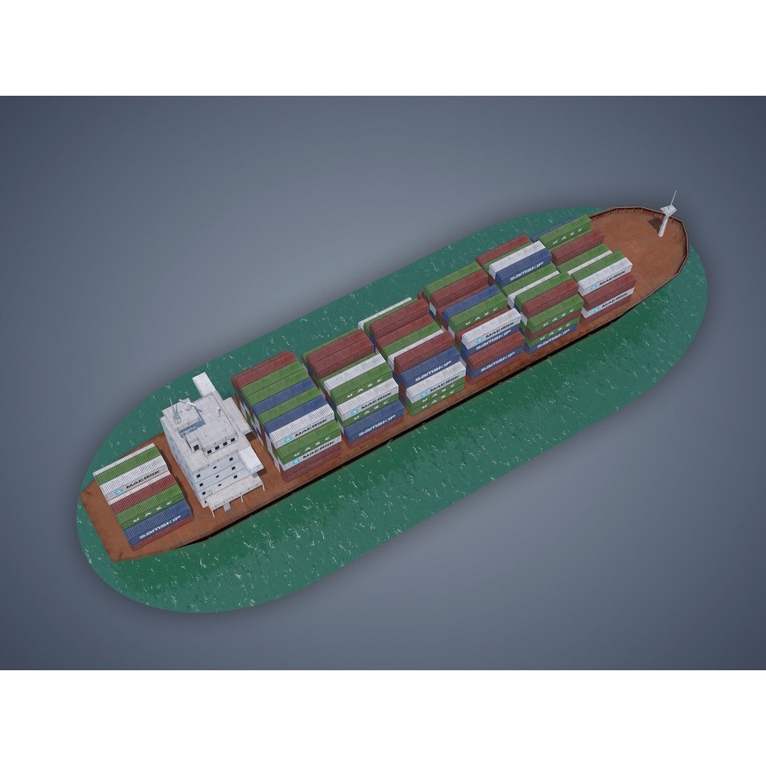 Cargo Ship 3D Model – Low Poly Industrial Vessel, Game Ready FBX - View 7