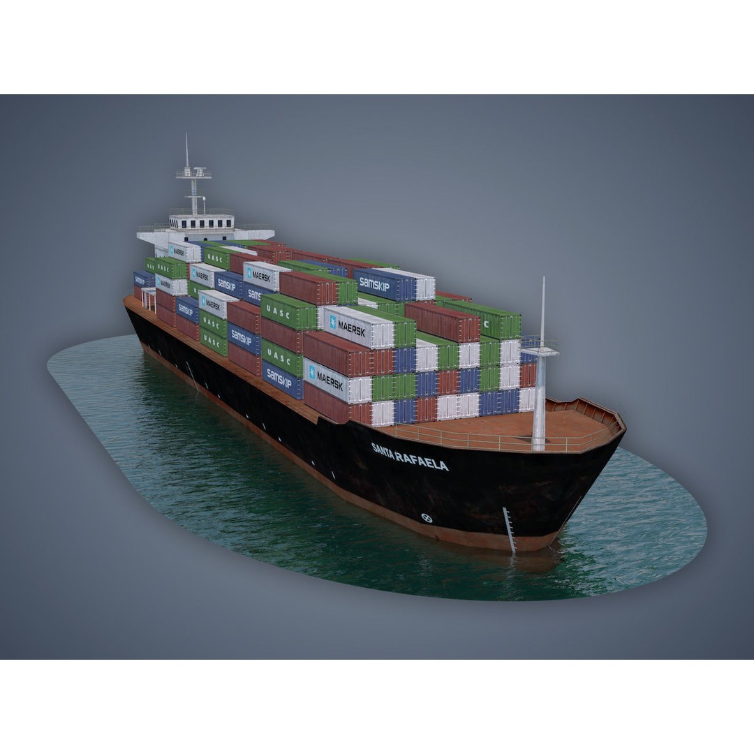 Cargo Ship 3D Model – Low Poly Industrial Vessel, Game Ready FBX - View 8