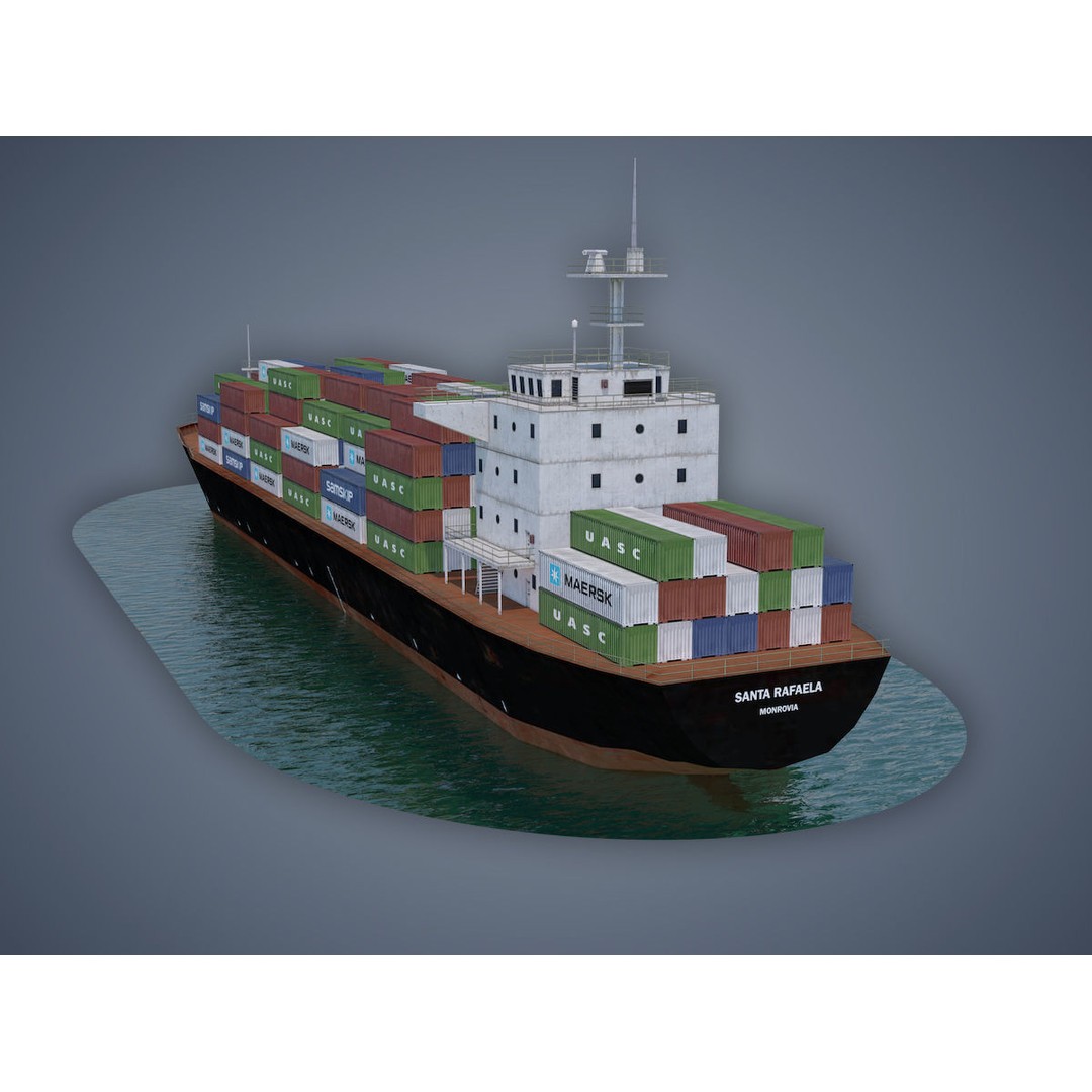 Cargo Ship 3D Model – Low Poly Industrial Vessel, Game Ready FBX - View 9
