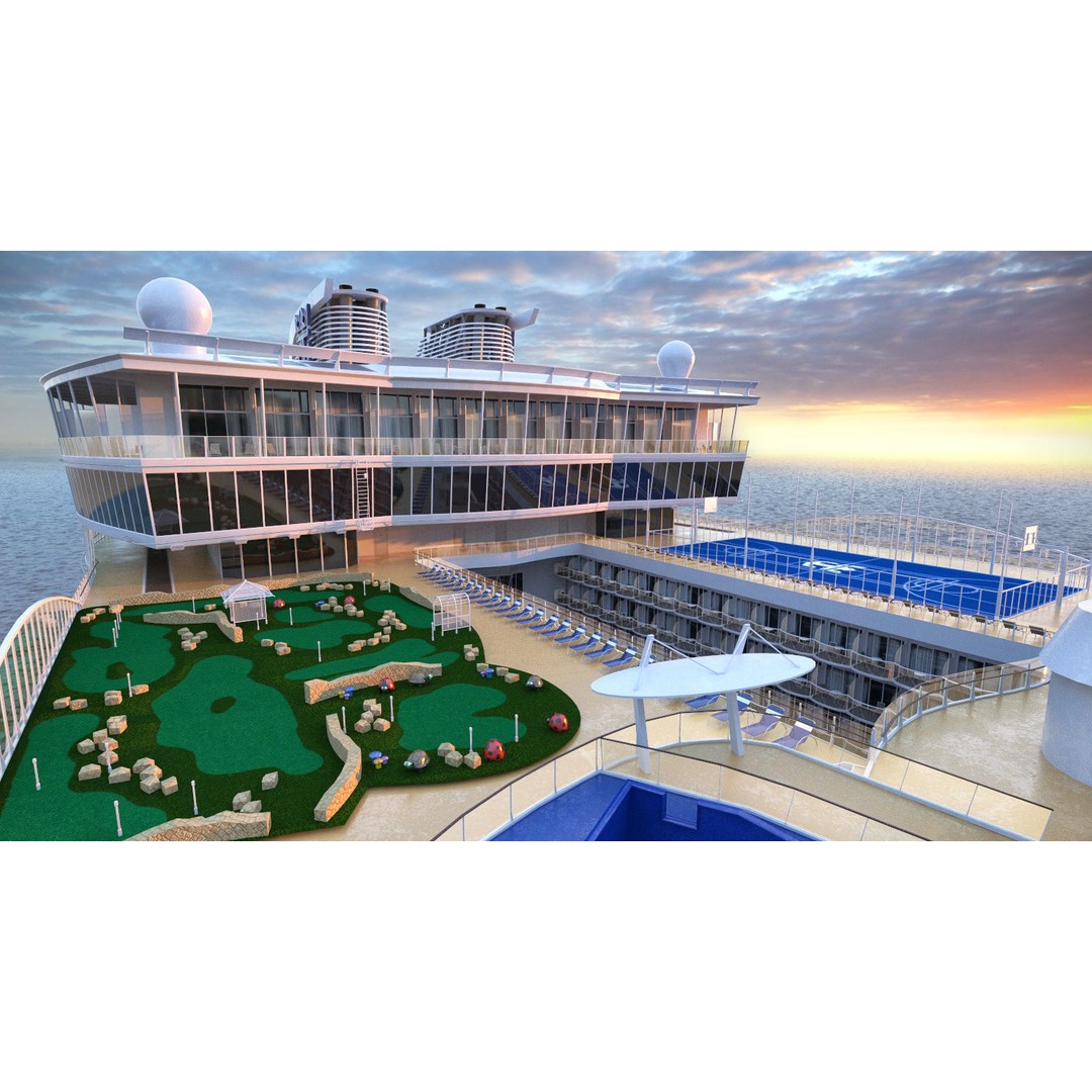Passenger Cruise Ship 3D Model – Luxury Vessel for Tourism, FBX, OBJ - View 10