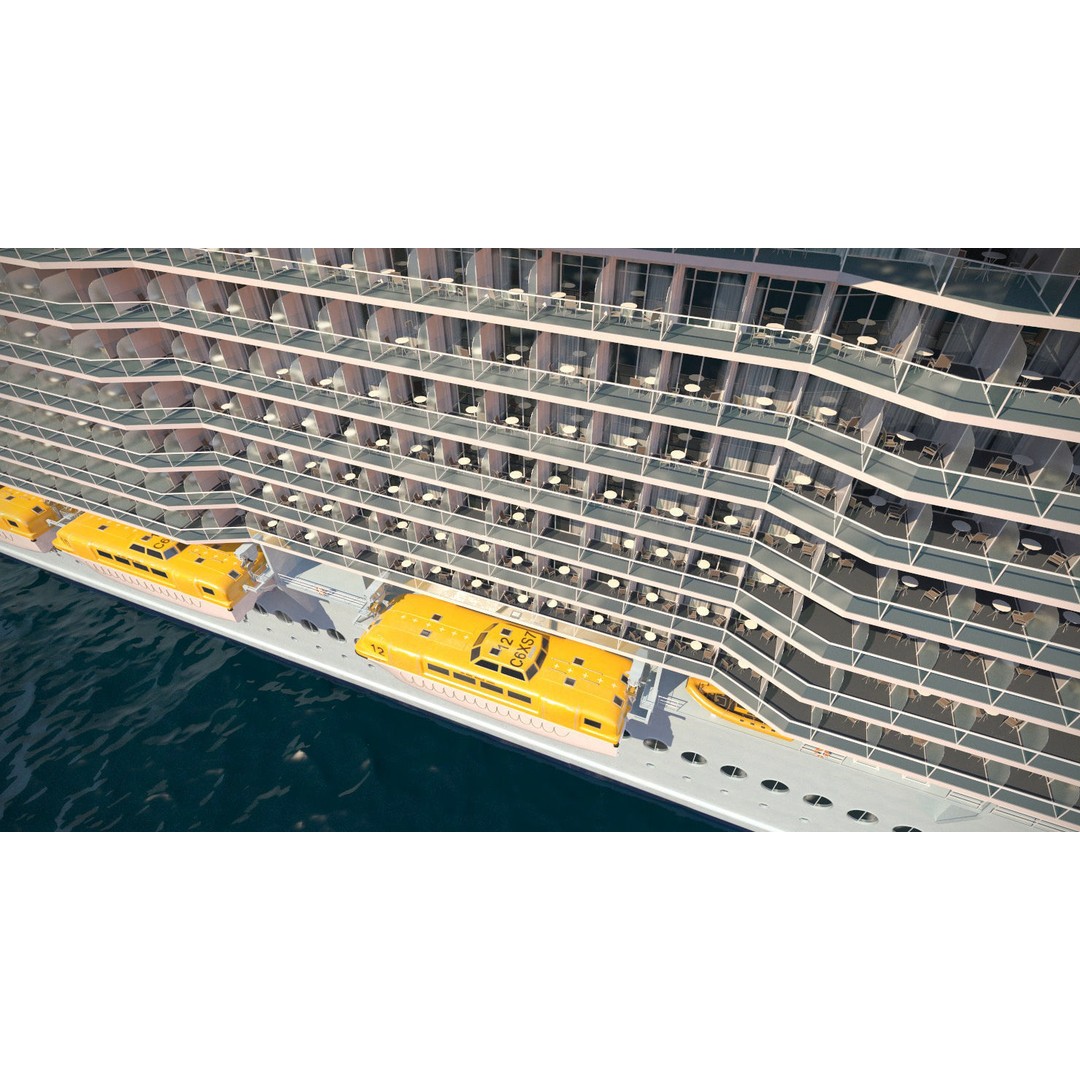 Passenger Cruise Ship 3D Model – Luxury Vessel for Tourism, FBX, OBJ - View 13