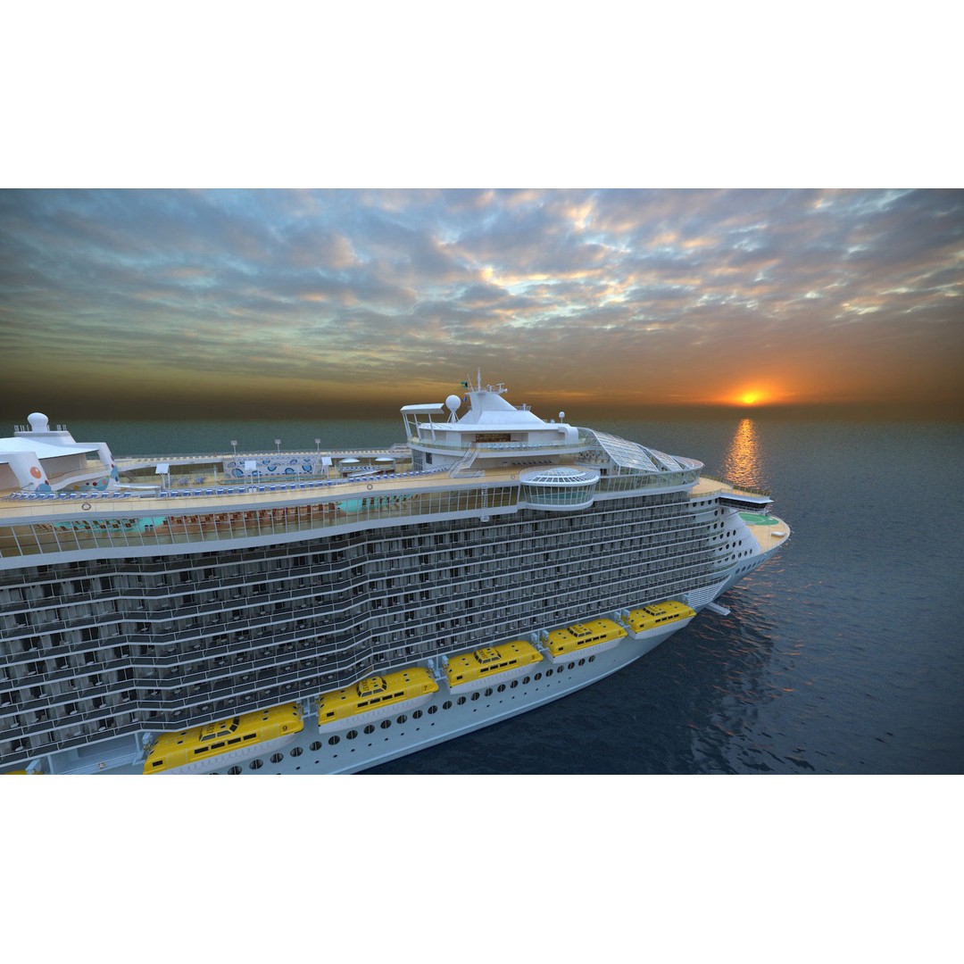 Passenger Cruise Ship 3D Model – Luxury Vessel for Tourism, FBX, OBJ - View 15