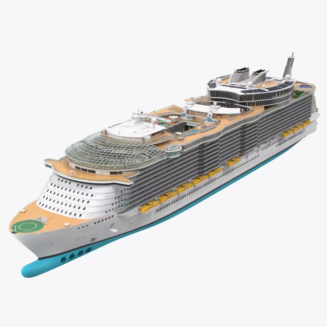 Passenger Cruise Ship 3D Model – Luxury Vessel for Tourism, FBX, OBJ - View 2
