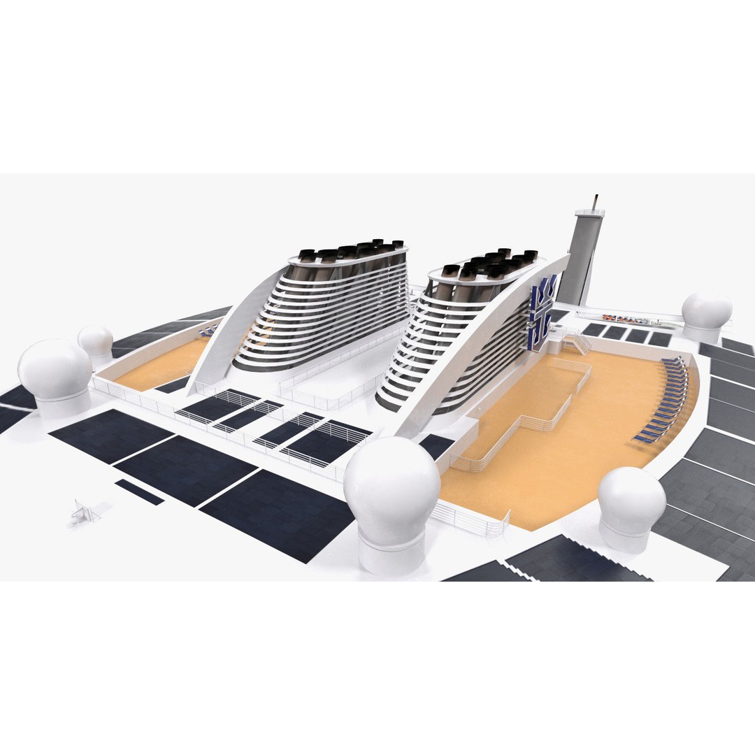 Passenger Cruise Ship 3D Model – Luxury Vessel for Tourism, FBX, OBJ - View 25