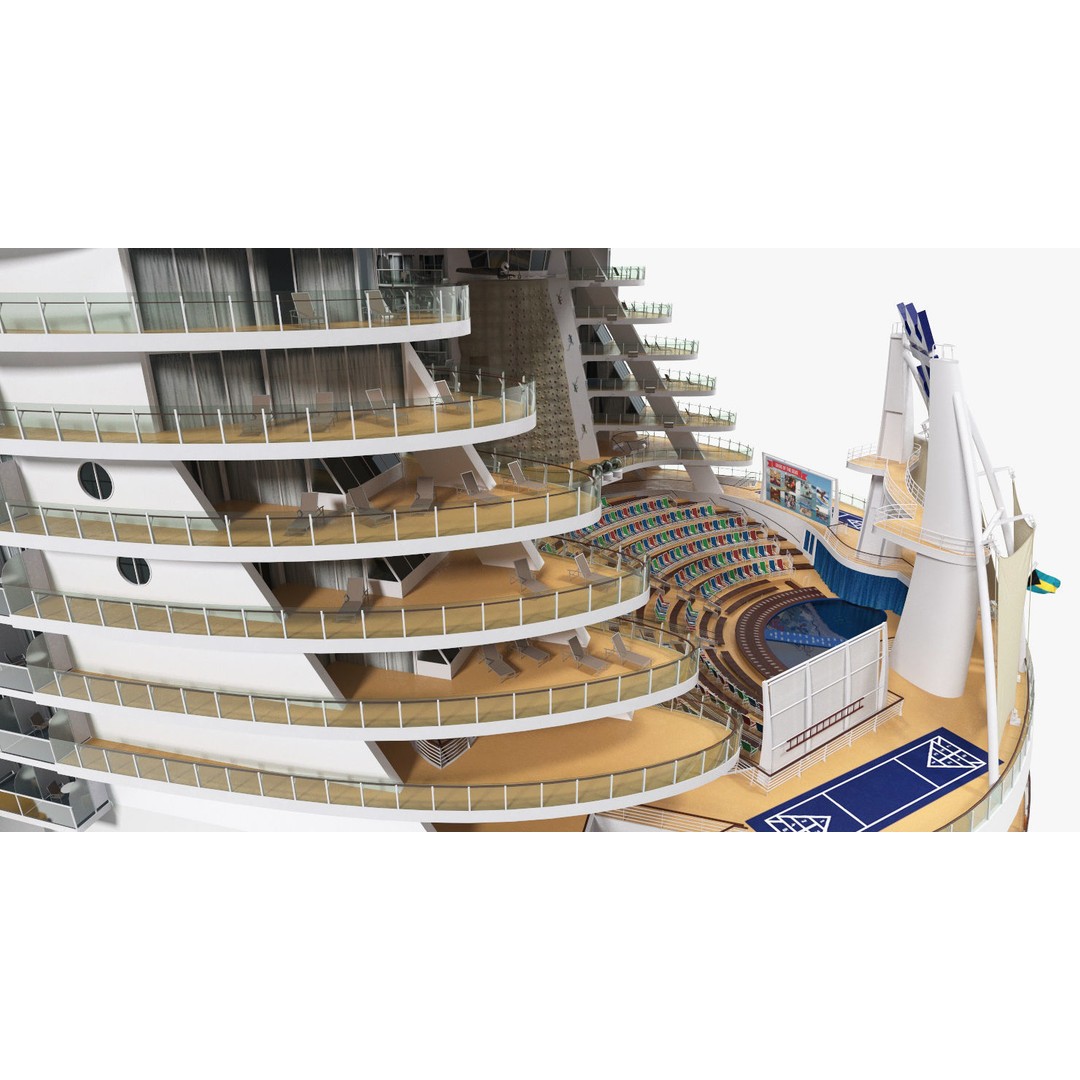 Passenger Cruise Ship 3D Model – Luxury Vessel for Tourism, FBX, OBJ - View 27