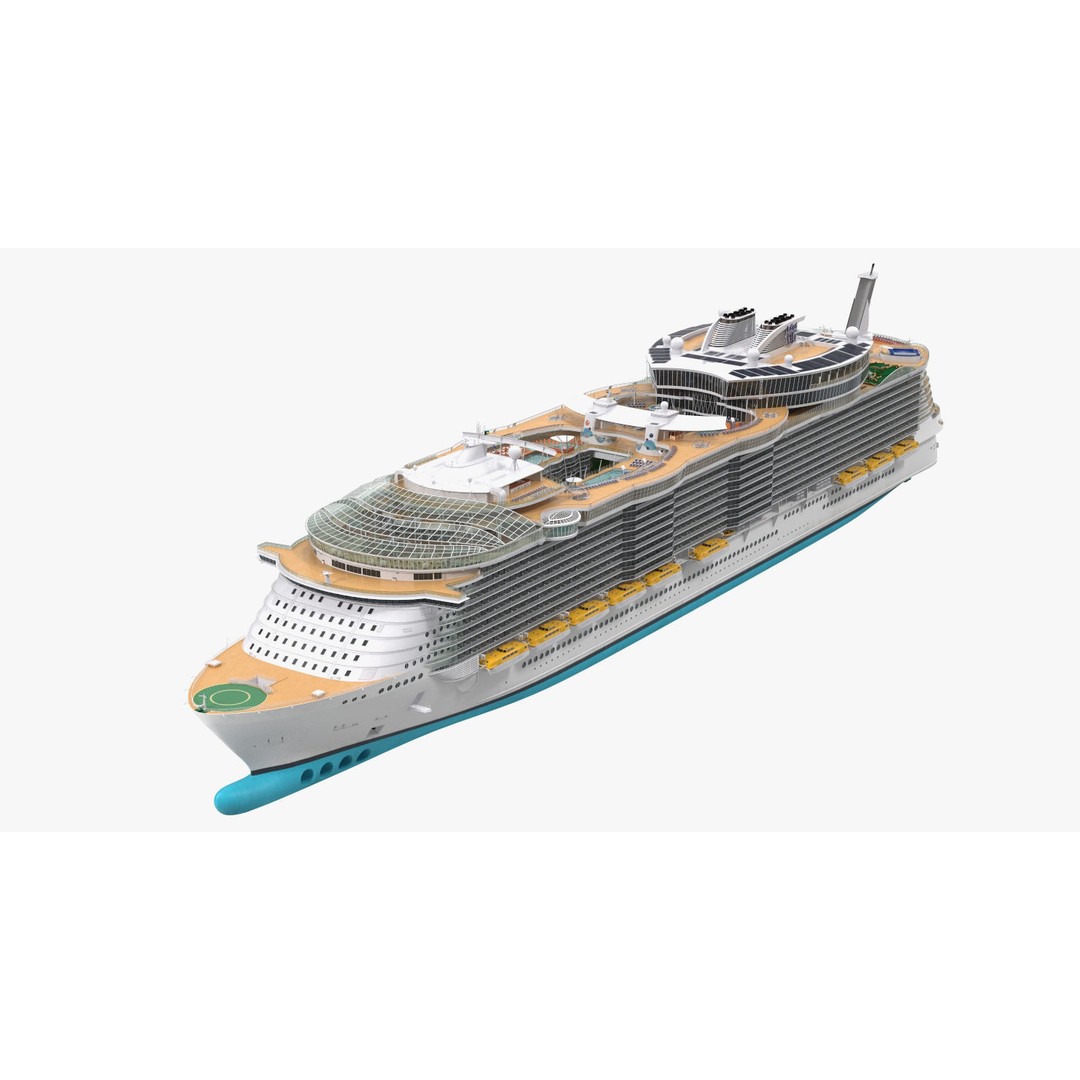 Passenger Cruise Ship 3D Model – Luxury Vessel for Tourism, FBX, OBJ - View 3