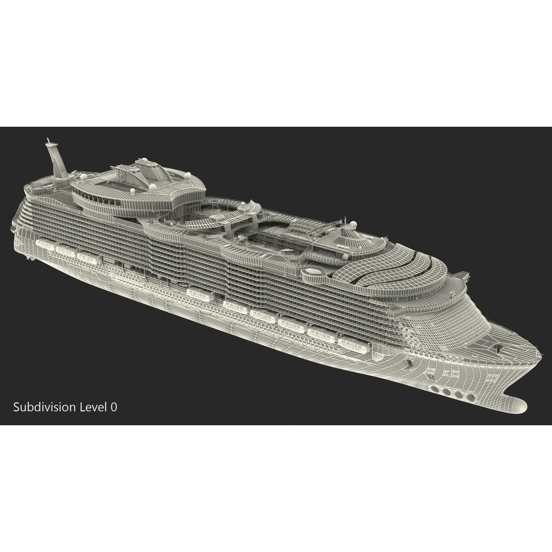 Passenger Cruise Ship 3D Model – Luxury Vessel for Tourism, FBX, OBJ - View 32