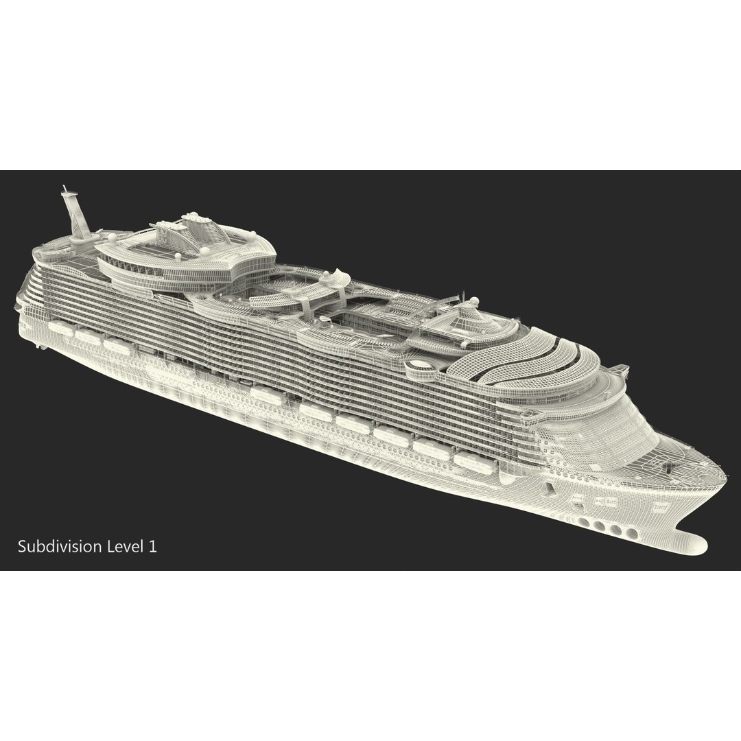 Passenger Cruise Ship 3D Model – Luxury Vessel for Tourism, FBX, OBJ - View 33