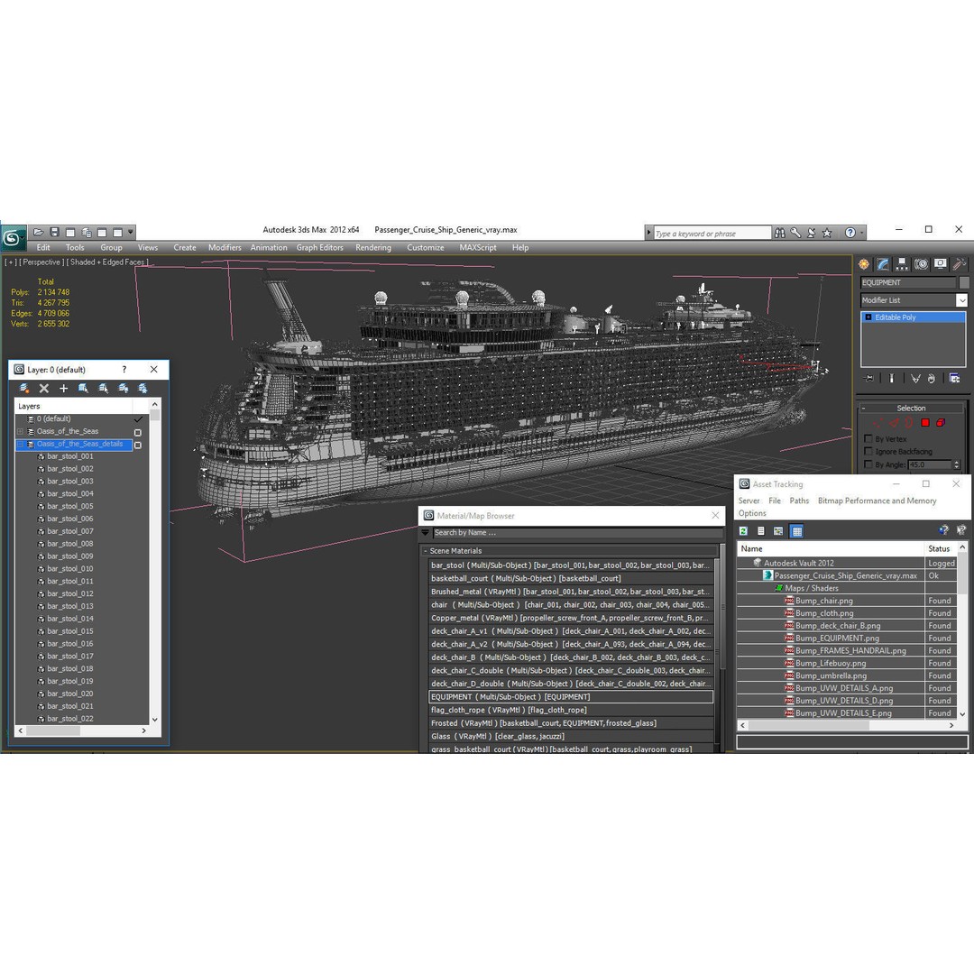Passenger Cruise Ship 3D Model – Luxury Vessel for Tourism, FBX, OBJ - View 35