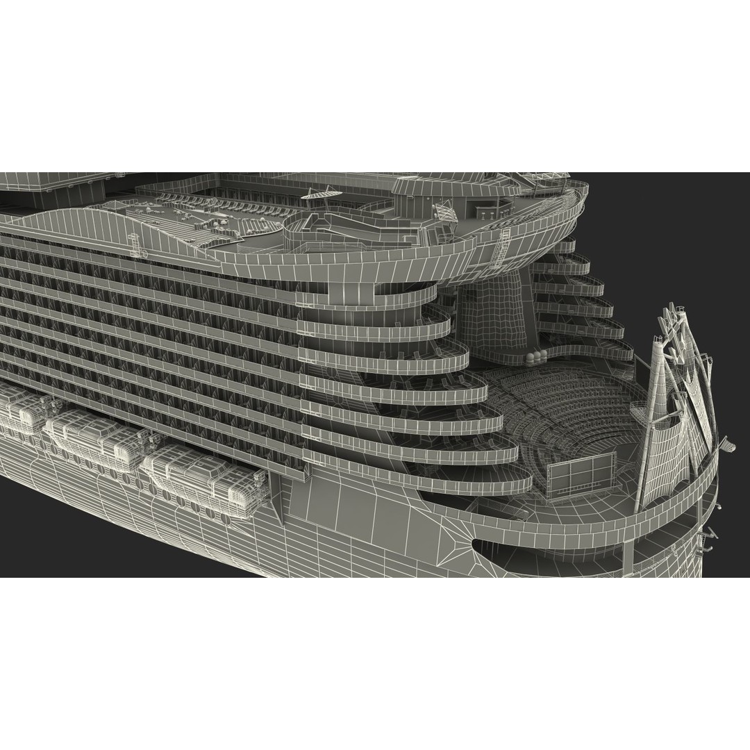Passenger Cruise Ship 3D Model – Luxury Vessel for Tourism, FBX, OBJ - View 36