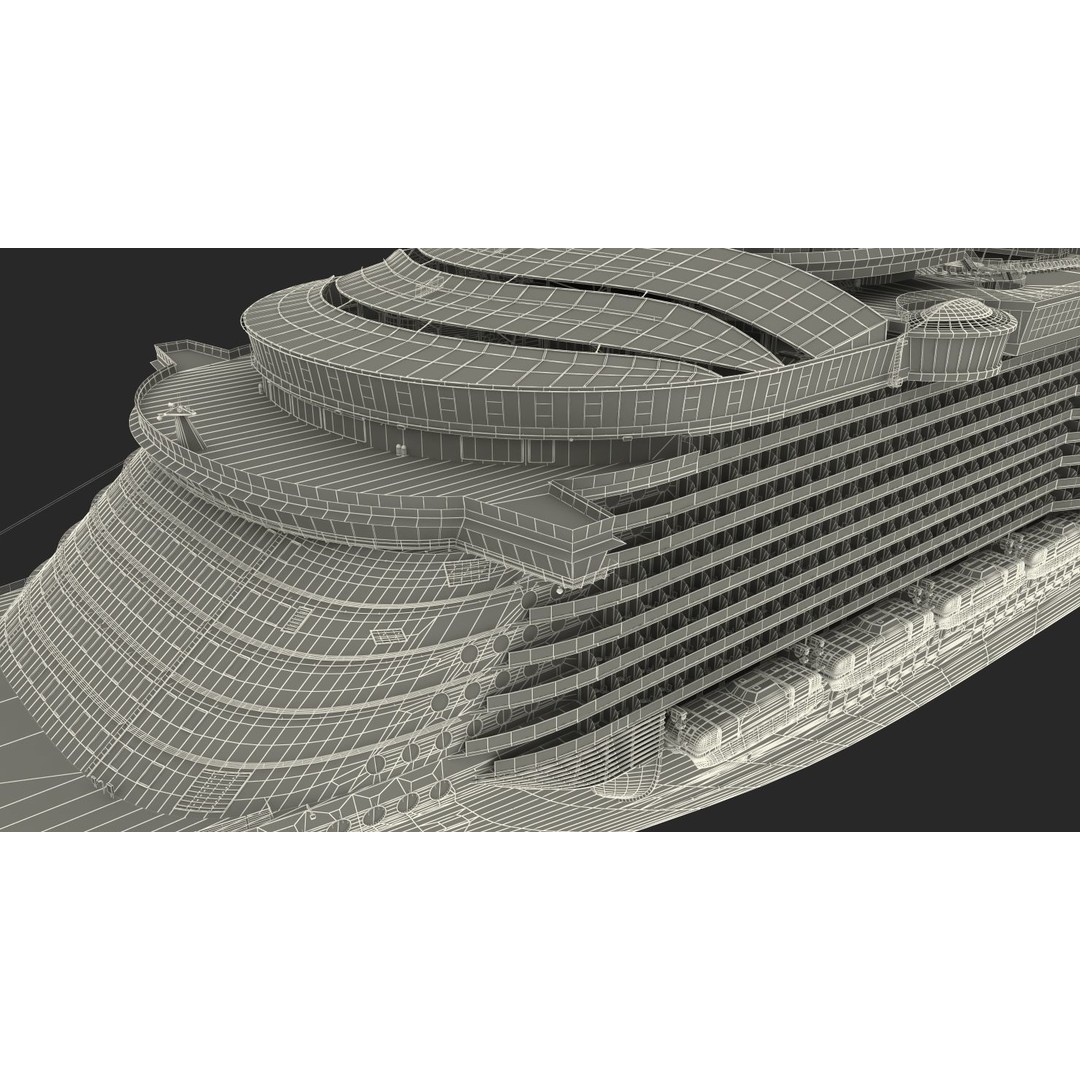 Passenger Cruise Ship 3D Model – Luxury Vessel for Tourism, FBX, OBJ - View 37