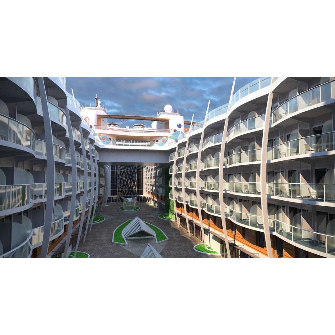 Passenger Cruise Ship 3D Model – Luxury Vessel for Tourism, FBX, OBJ - View 6