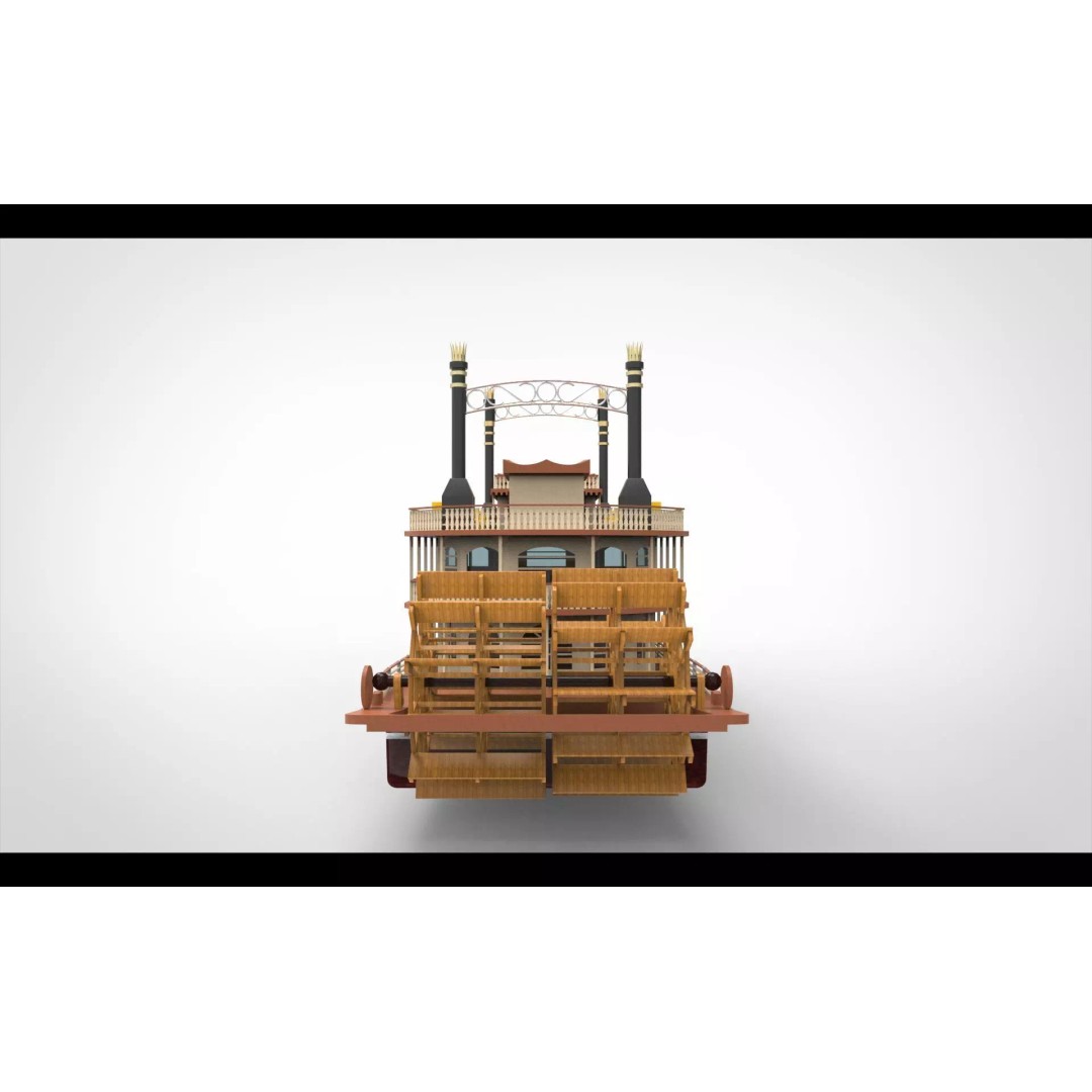 Paddle Boat 3D Model – Low Poly Watercraft, FBX, Game Ready - View 3