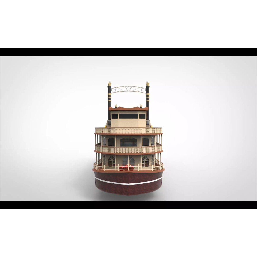 Paddle Boat 3D Model – Low Poly Watercraft, FBX, Game Ready - View 4