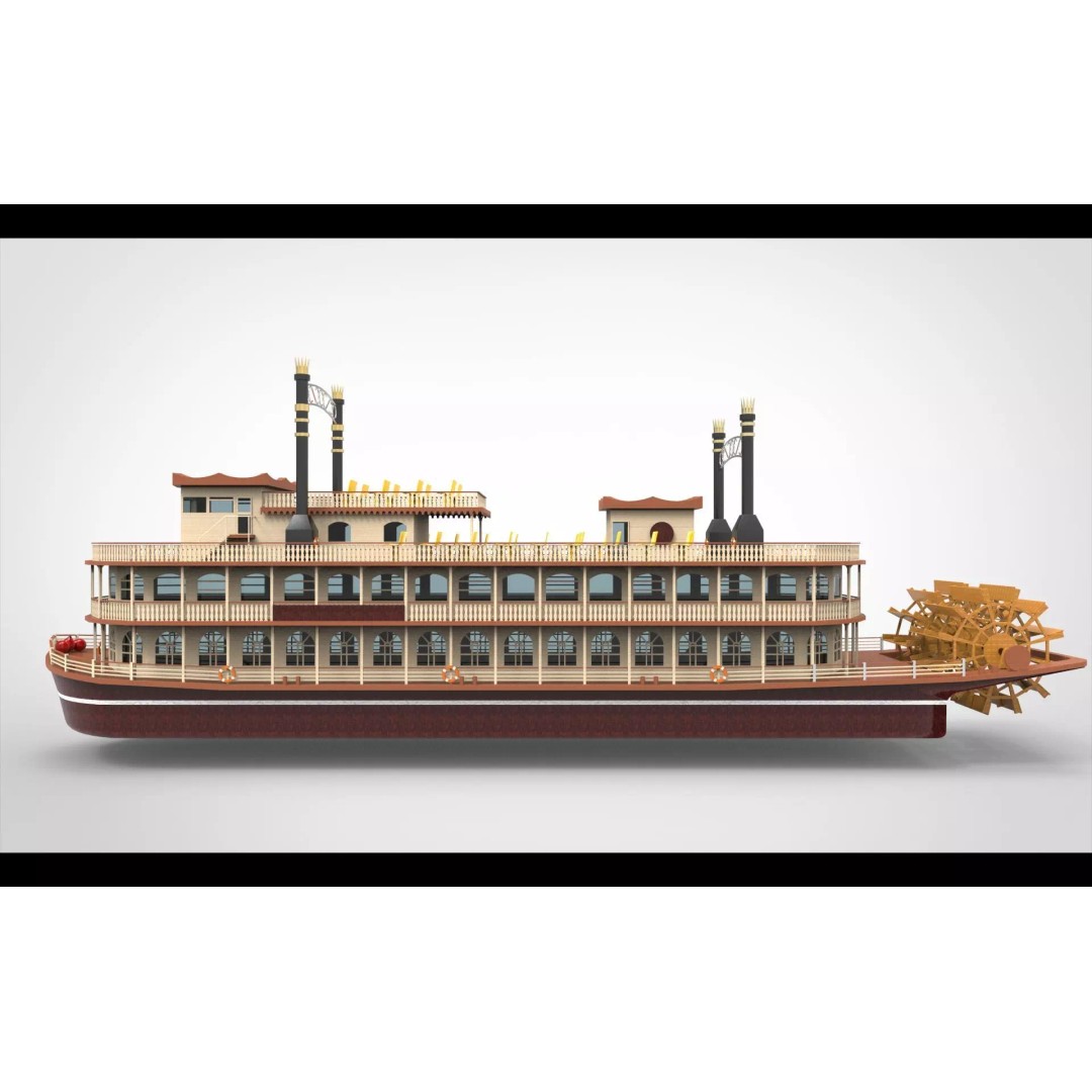 Paddle Boat 3D Model – Low Poly Watercraft, FBX, Game Ready - View 5