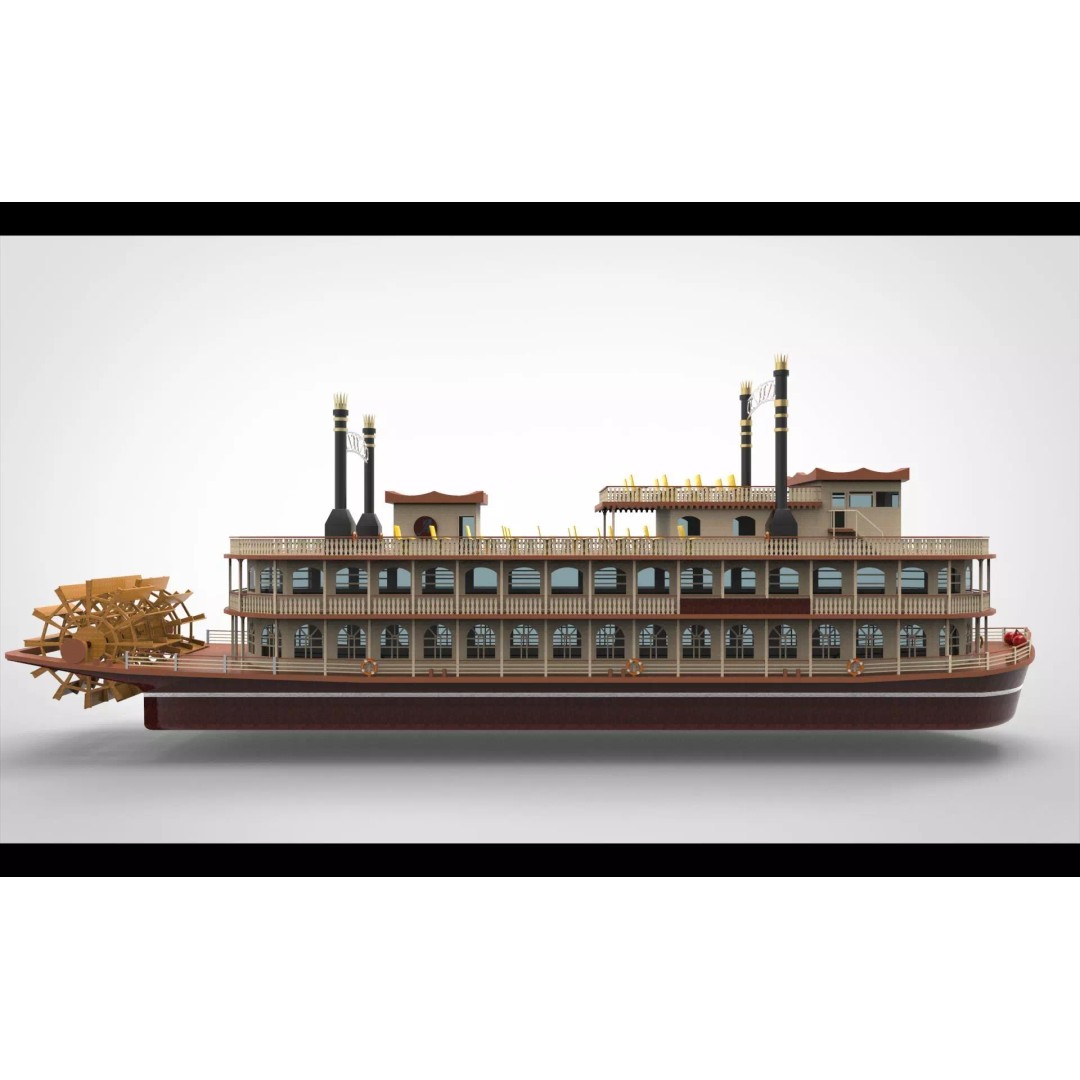 Paddle Boat 3D Model – Low Poly Watercraft, FBX, Game Ready - View 6