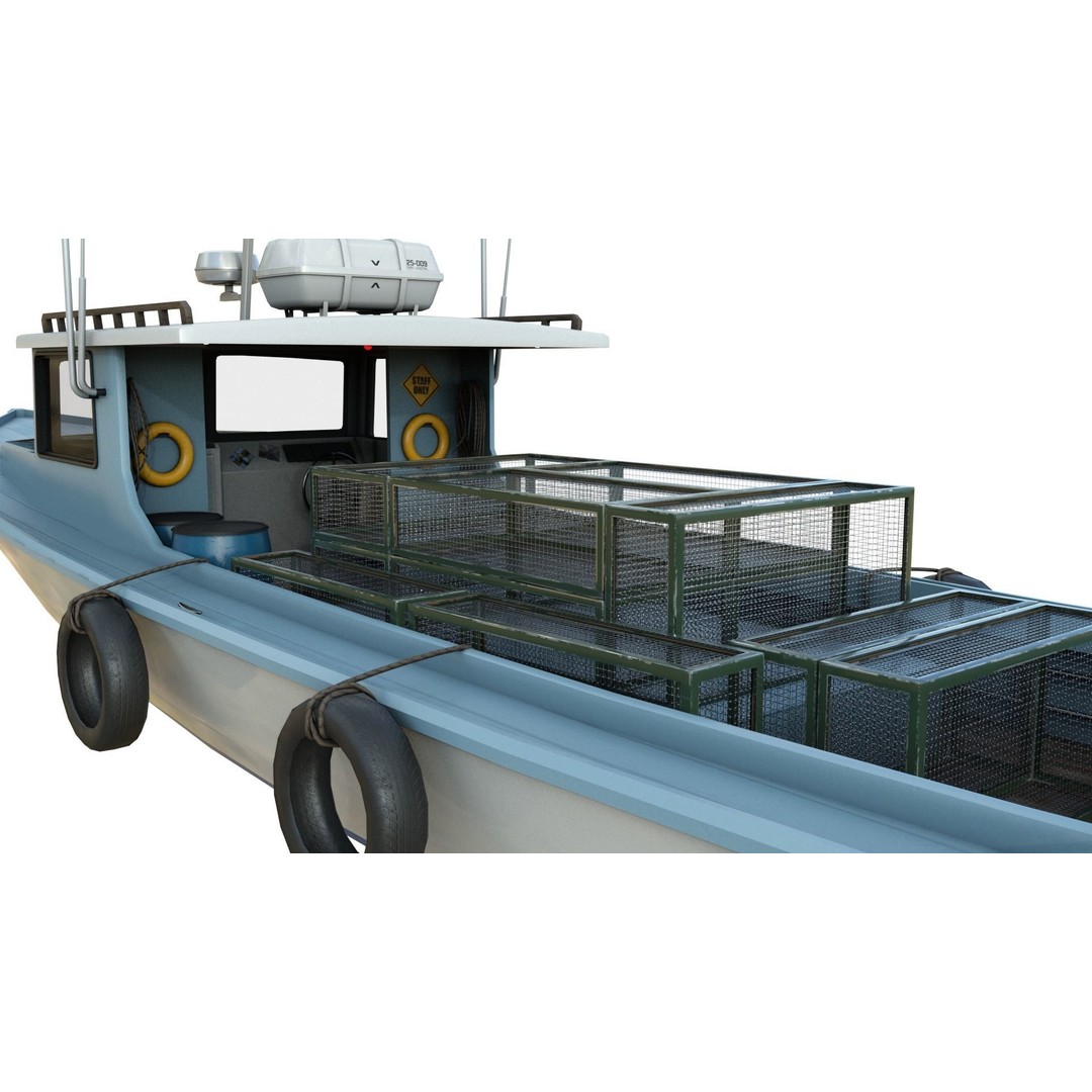 Lobster Fishing Boat 3D Model – PBR Recreational Watercraft, FBX & OBJ - View 12