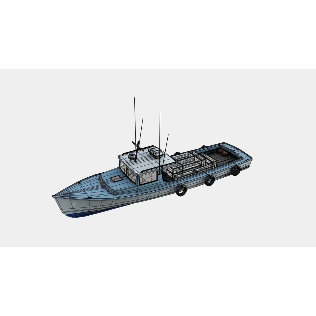 Lobster Fishing Boat 3D Model – PBR Recreational Watercraft, FBX & OBJ - View 13
