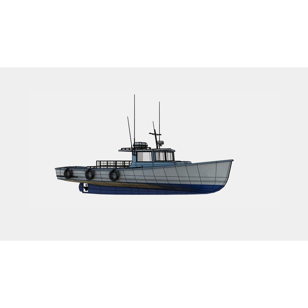 Lobster Fishing Boat 3D Model – PBR Recreational Watercraft, FBX & OBJ - View 14