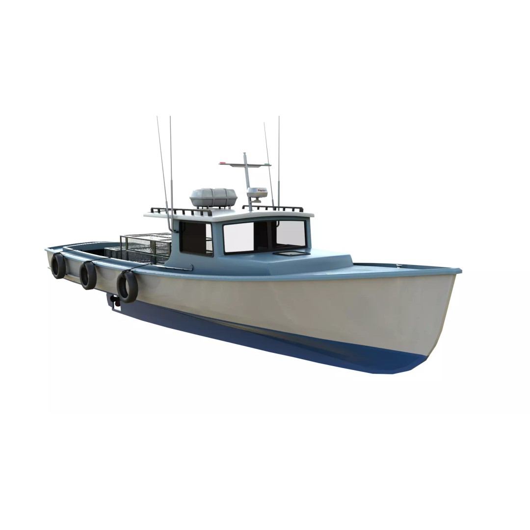 Lobster Fishing Boat 3D Model – PBR Recreational Watercraft, FBX & OBJ - View 2