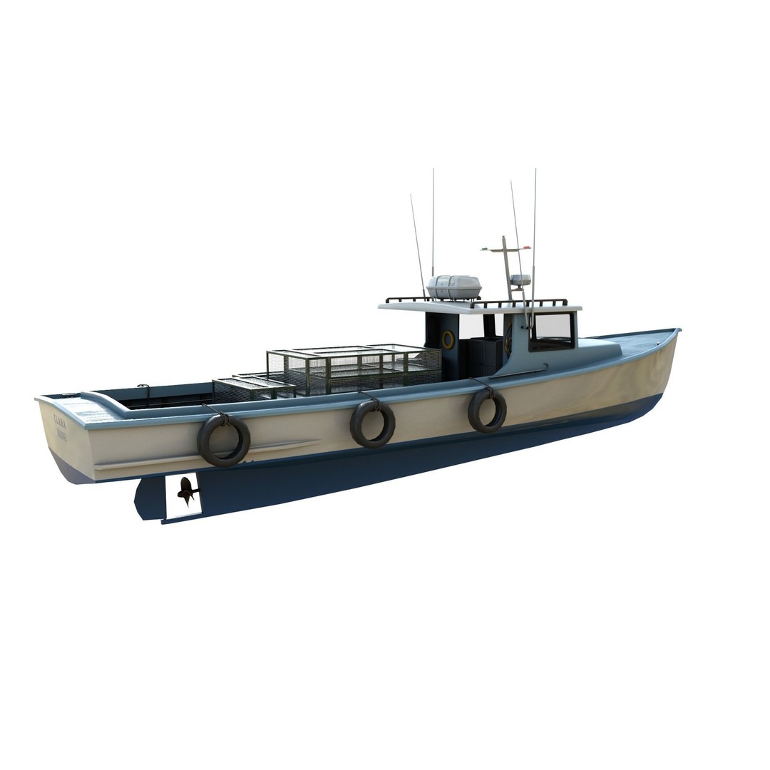 Lobster Fishing Boat 3D Model – PBR Recreational Watercraft, FBX & OBJ - View 3