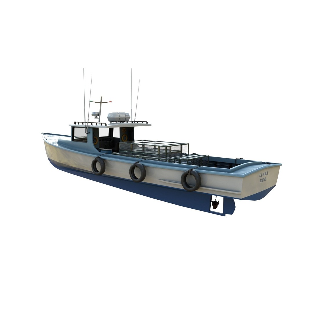 Lobster Fishing Boat 3D Model – PBR Recreational Watercraft, FBX & OBJ - View 4