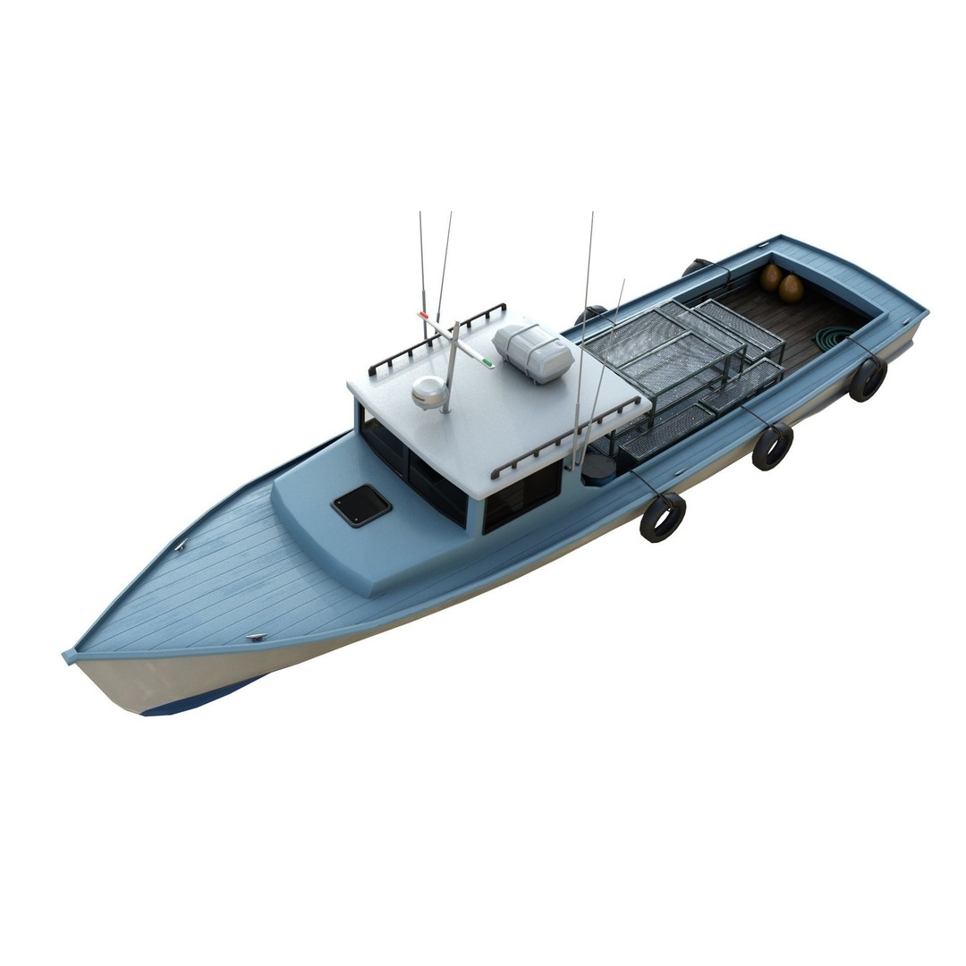 Lobster Fishing Boat 3D Model – PBR Recreational Watercraft, FBX & OBJ - View 6