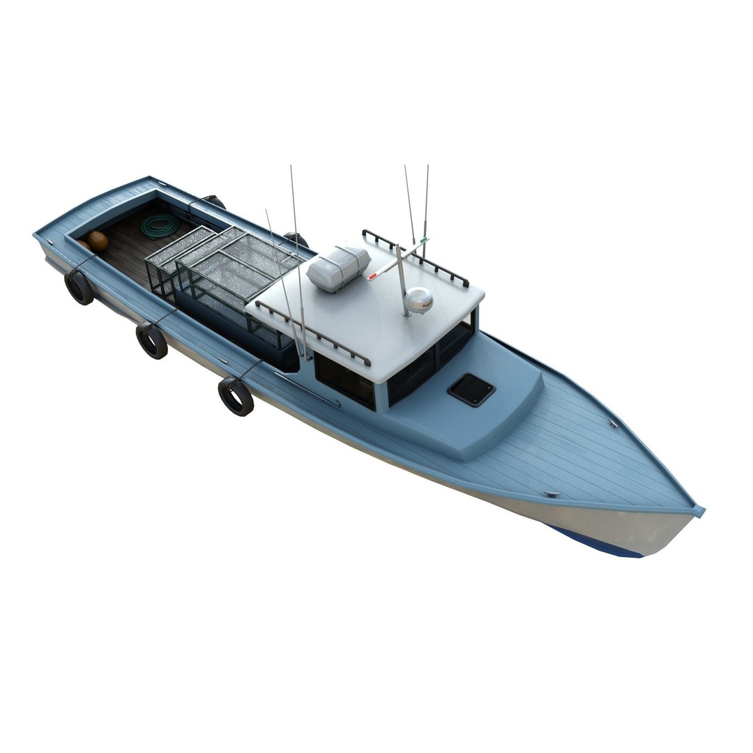 Lobster Fishing Boat 3D Model – PBR Recreational Watercraft, FBX & OBJ - View 7
