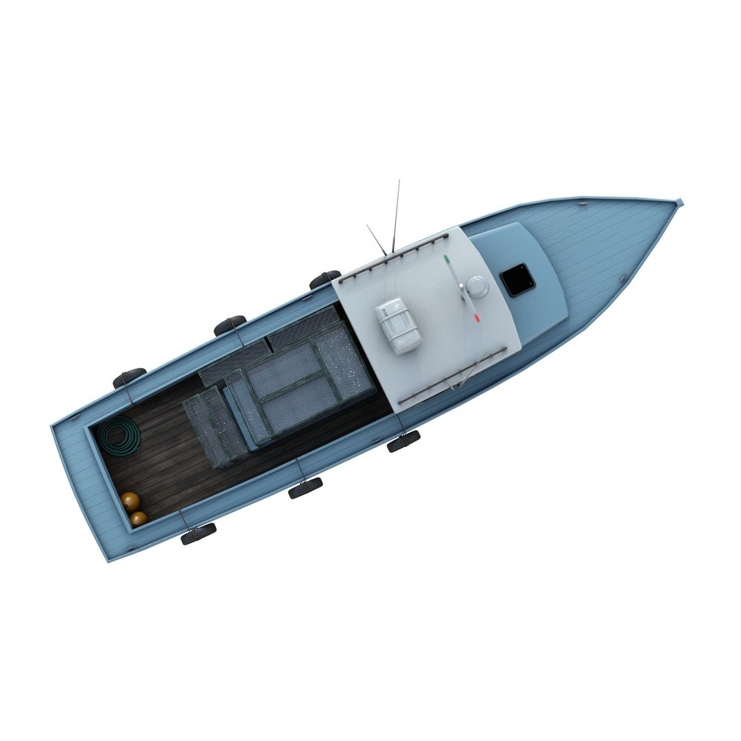 Lobster Fishing Boat 3D Model – PBR Recreational Watercraft, FBX & OBJ - View 8