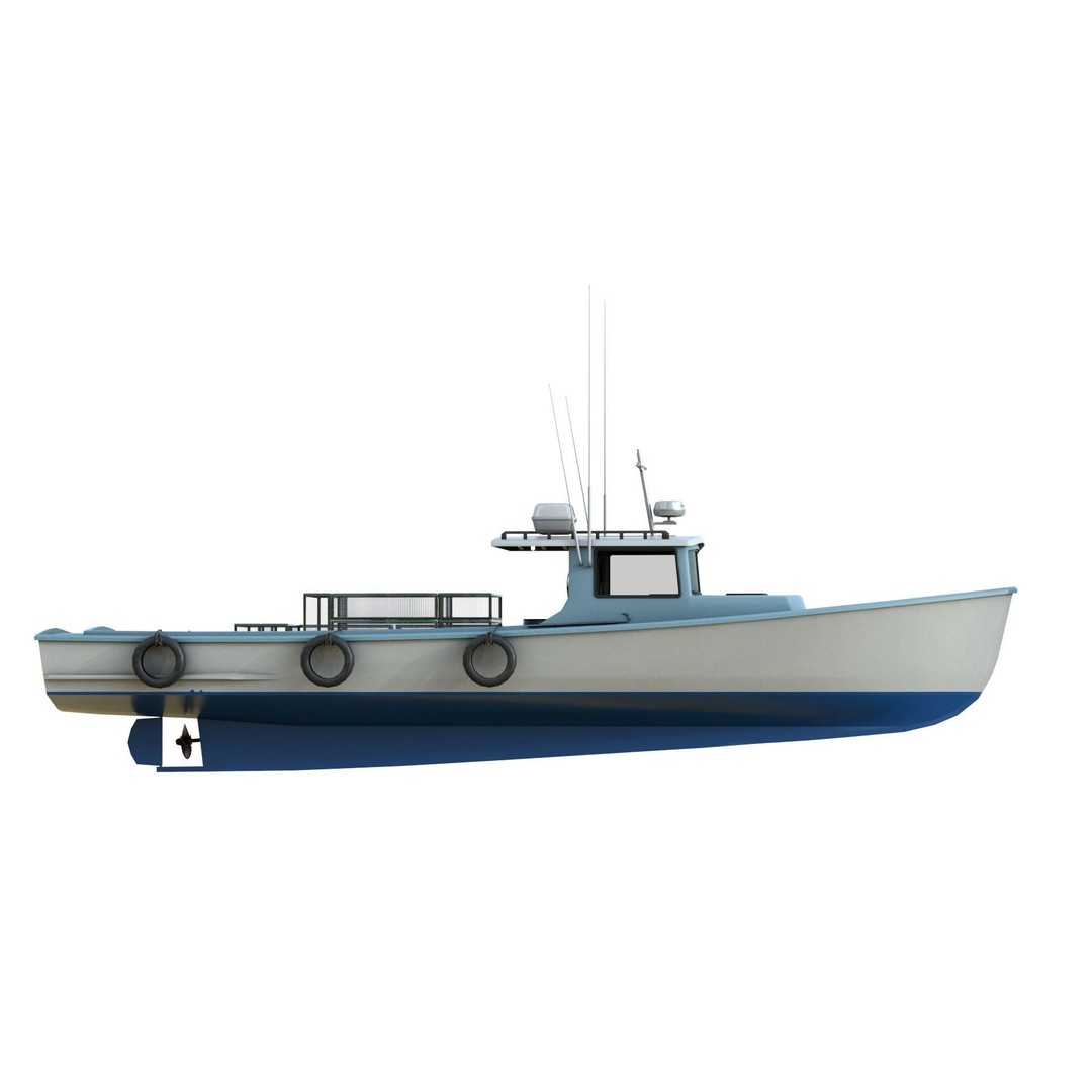 Lobster Fishing Boat 3D Model – PBR Recreational Watercraft, FBX & OBJ - View 9