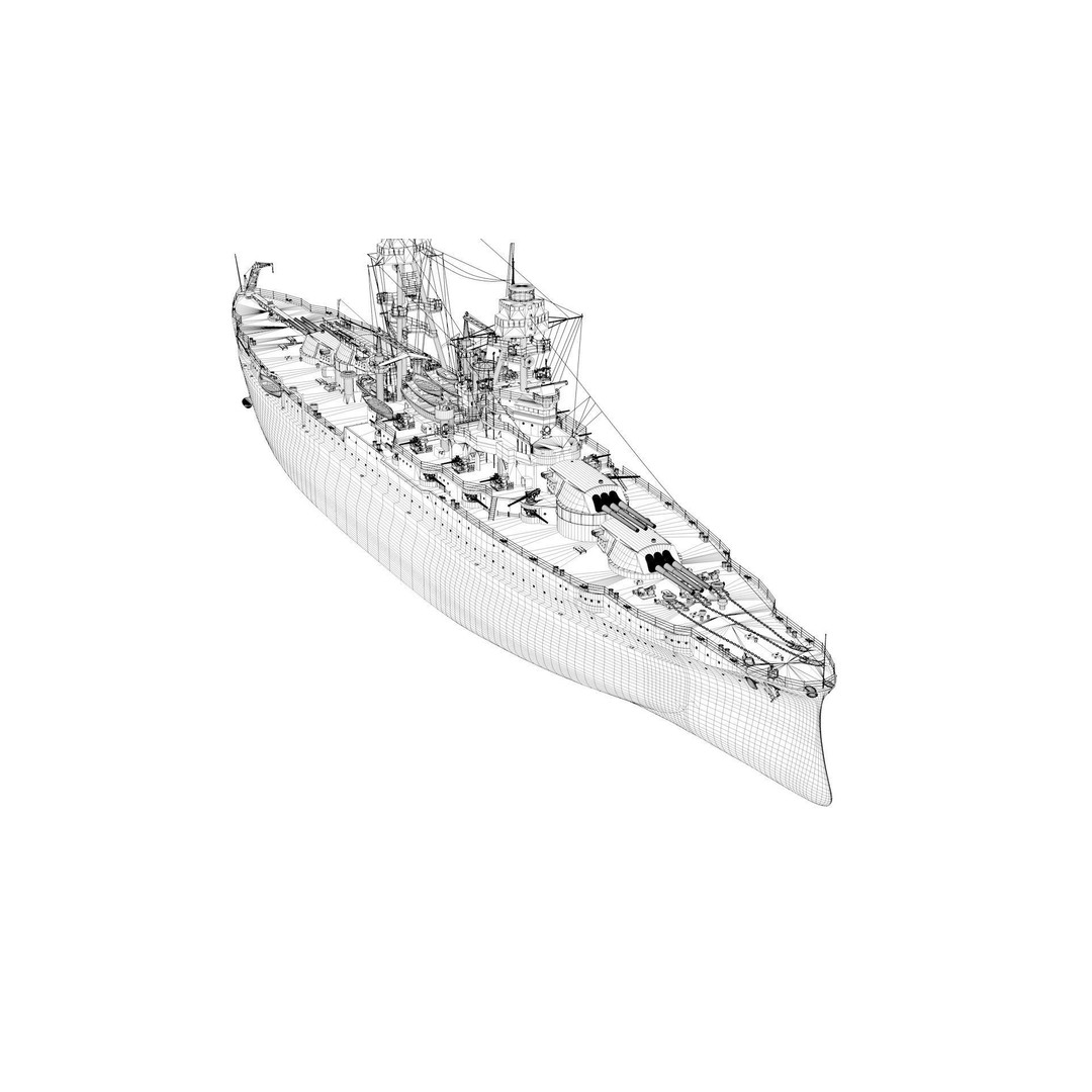 USS Arizona 3D Model – Pennsylvania Class Battleship, Rigged - View 15