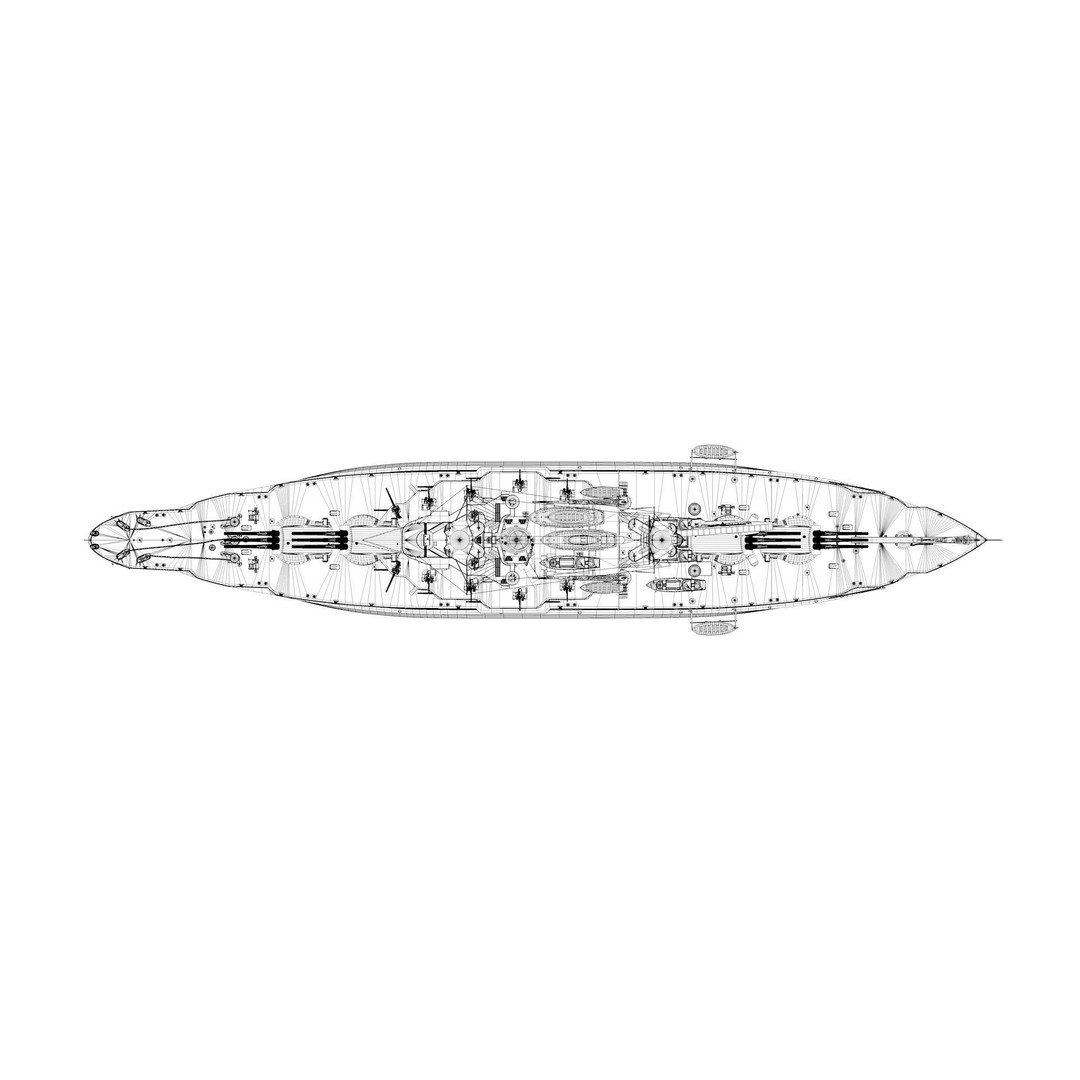 USS Arizona 3D Model – Pennsylvania Class Battleship, Rigged - View 16