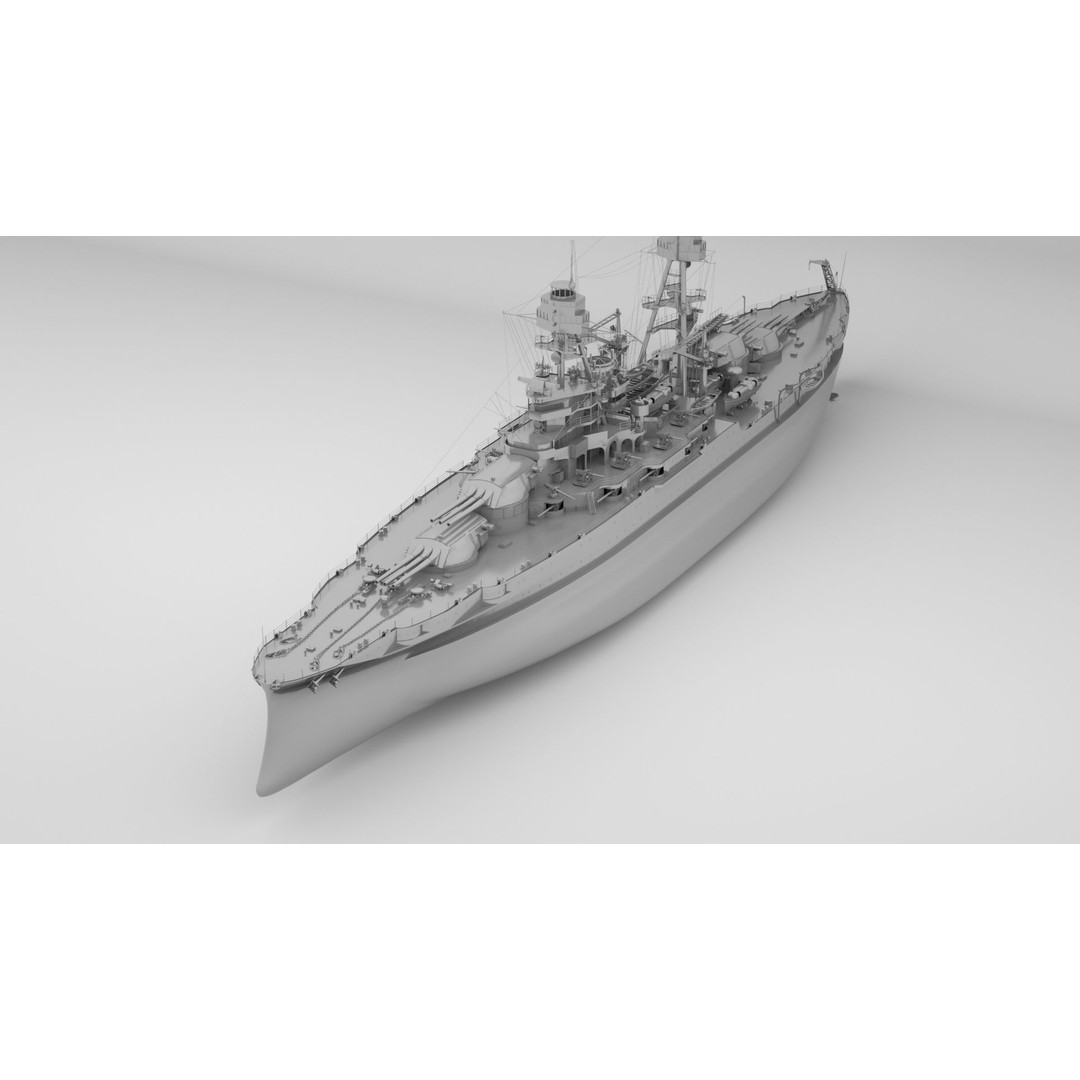 USS Arizona 3D Model – Pennsylvania Class Battleship, Rigged - View 3