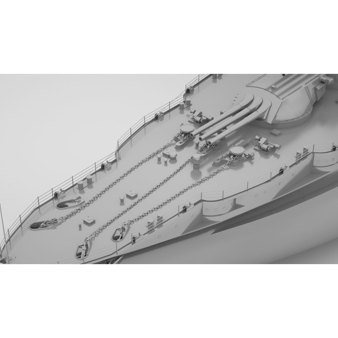 USS Arizona 3D Model – Pennsylvania Class Battleship, Rigged - View 5