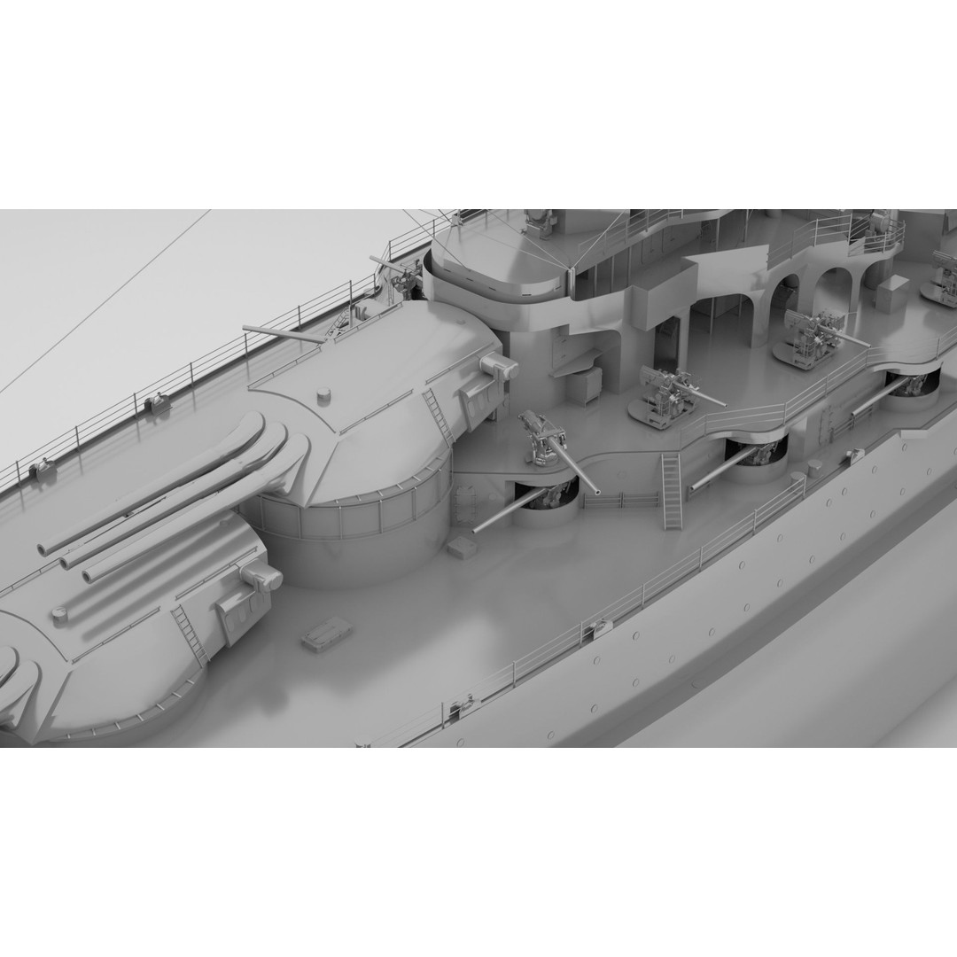 USS Arizona 3D Model – Pennsylvania Class Battleship, Rigged - View 6