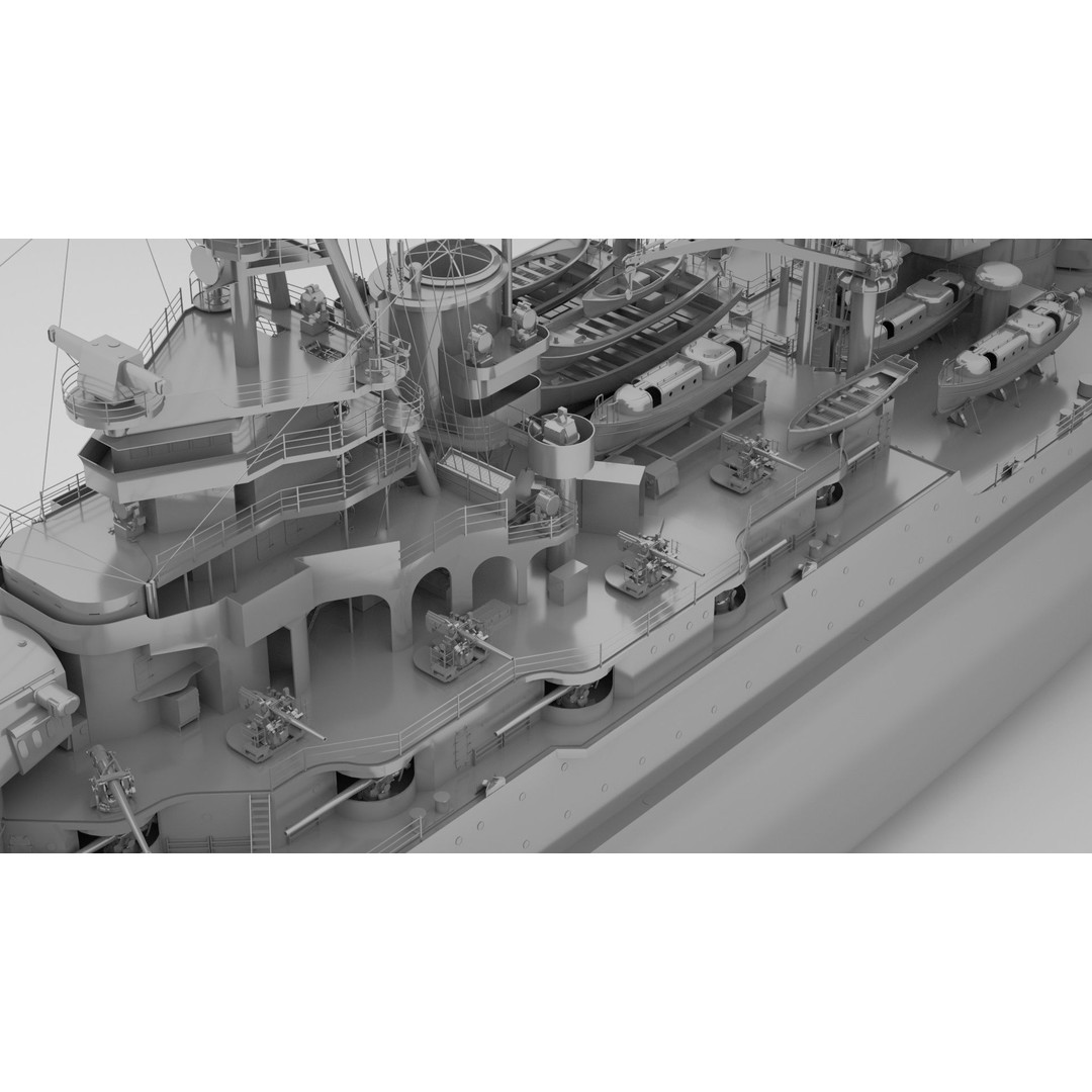 USS Arizona 3D Model – Pennsylvania Class Battleship, Rigged - View 7