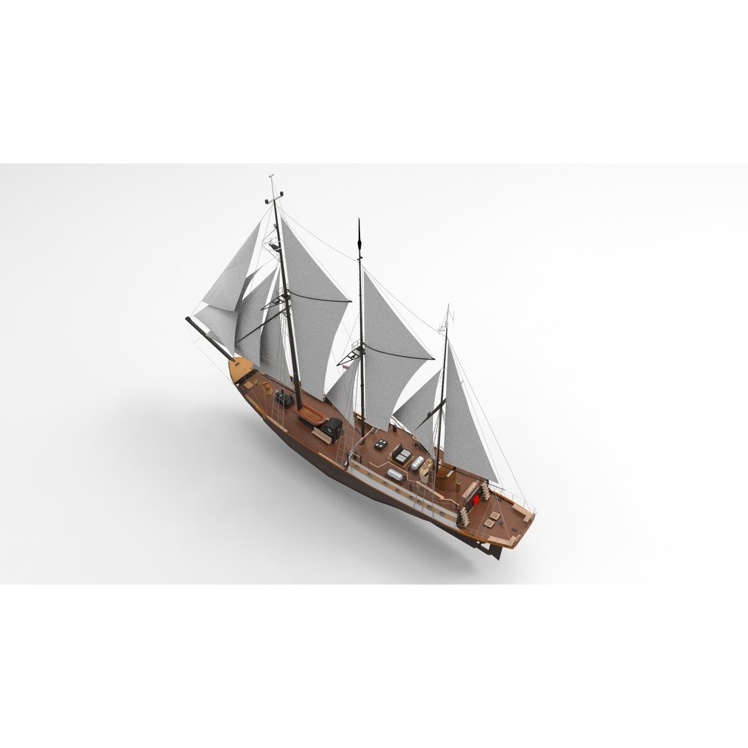 Sailing Ship Type B 3D Model – Classic Maritime Vessel, FBX