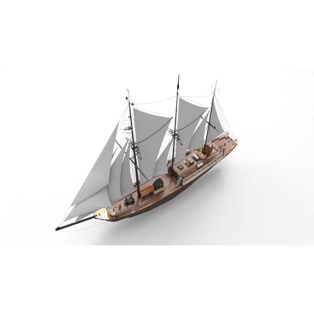 Sailing Ship Type B 3D Model – Classic Maritime Vessel, FBX - View 2