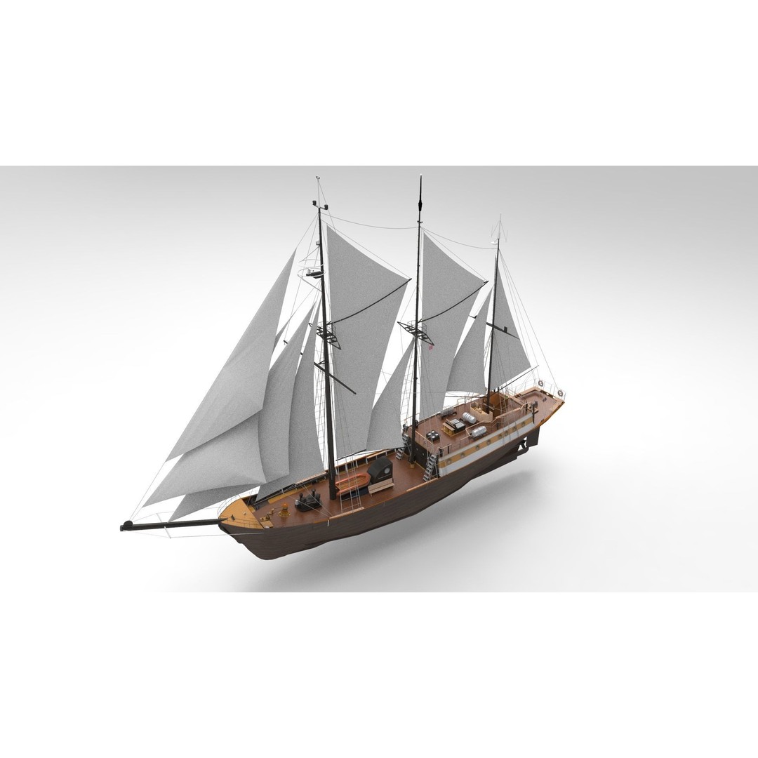 Sailing Ship Type B 3D Model – Classic Maritime Vessel, FBX - View 5